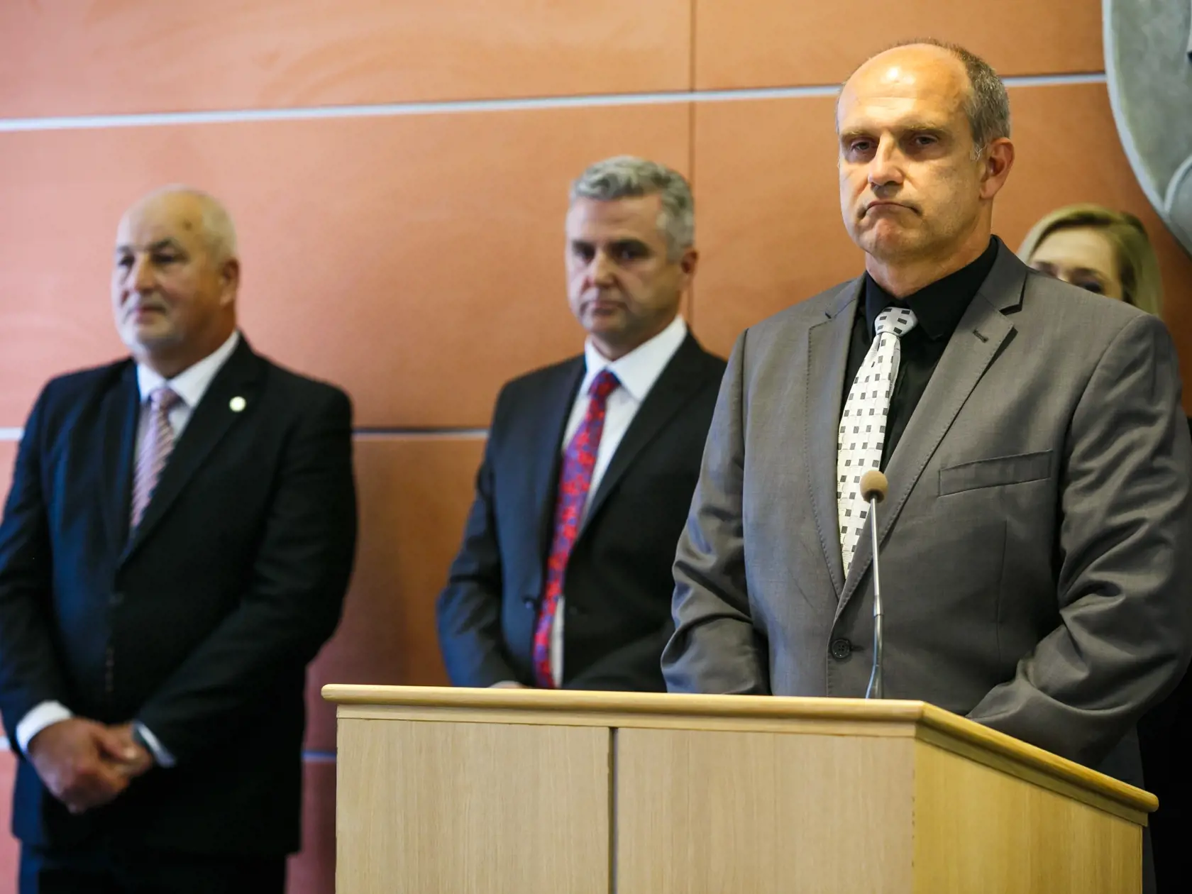 Tlačová konferencia na ktorej ministerka vnútra Denisa Saková oznámila meno nového prezidenta policajného zboru Milana Lučanského.