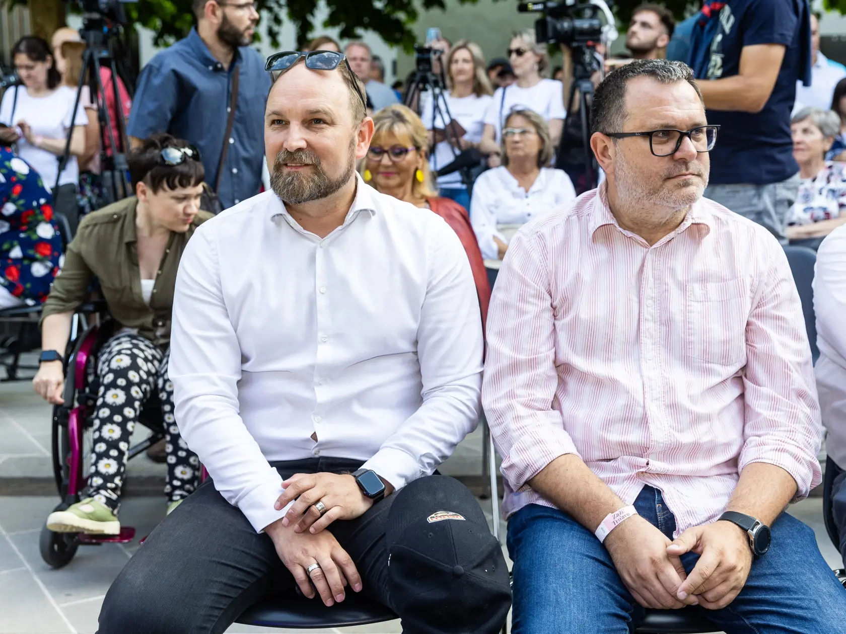 Spomienková akcia na herca Dana Heribana v Trnave. Na snímke Jozef Viskupič. 