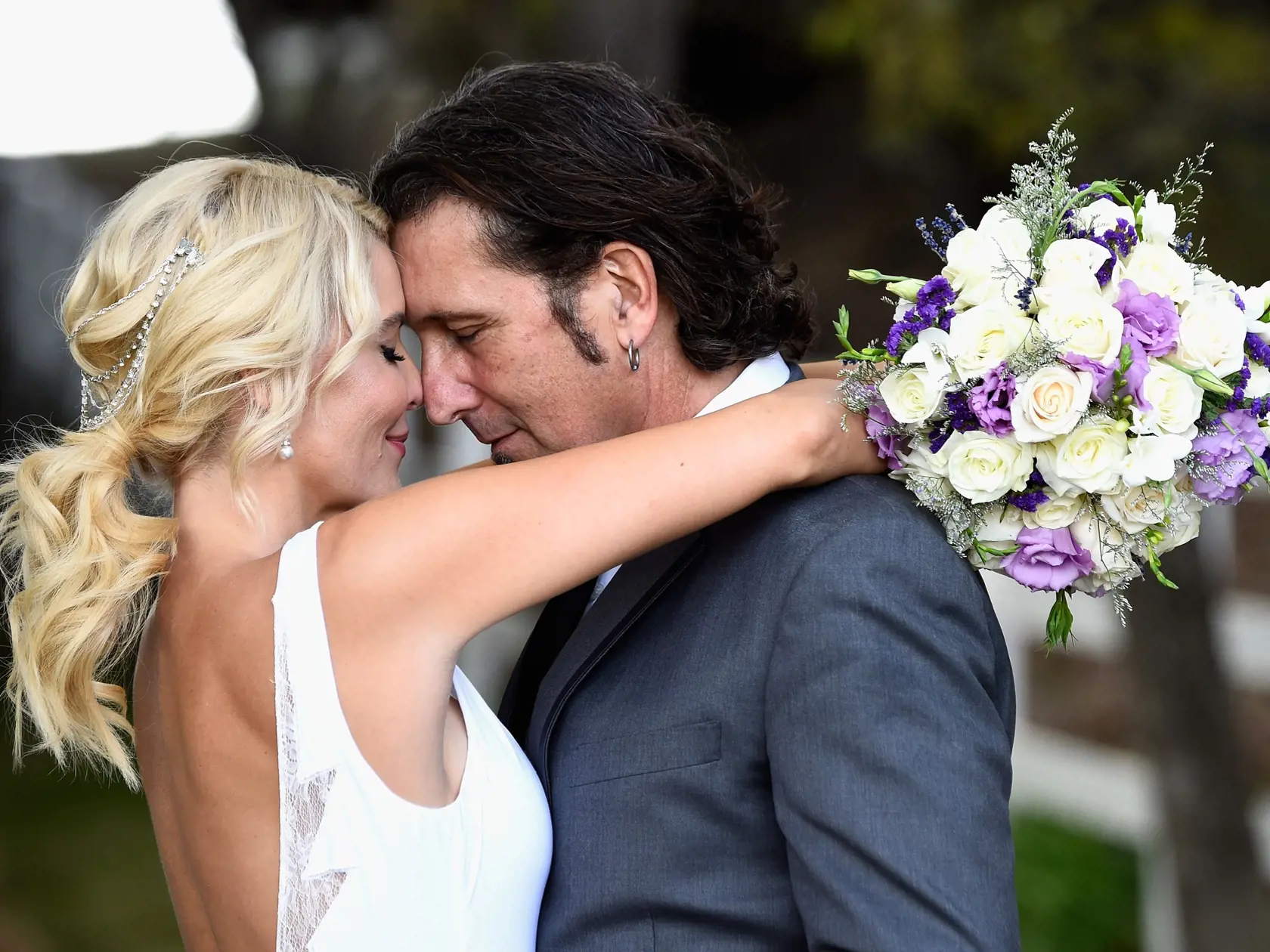 MALIBU, CA - OCTOBER 11:  (EXCLUSIVE COVERAGE)  Actress McKenzie Westmore and Patrick Tatopoulos who were married  at the Chateau Le Dome, Saddlerock Ranch Winery on October 11, 2015 in Malibu, California.  (Photo by Frazer Harrison/Getty Images)