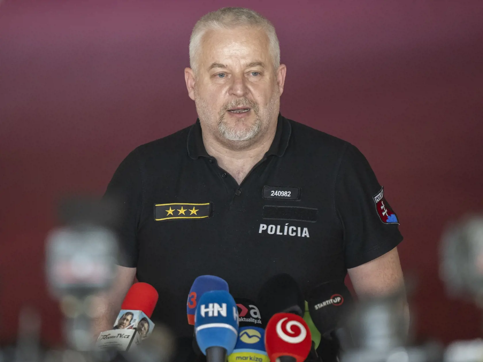 Na snímke policajný prezident Ľubomír Solák počas tlačovej konferencie po zasadnutí Výboru Národnej rady Slovenskej republiky pre obranu a bezpečnosť. Výbor sa sa zaoberal policajnou brutalitou v Košiciach.