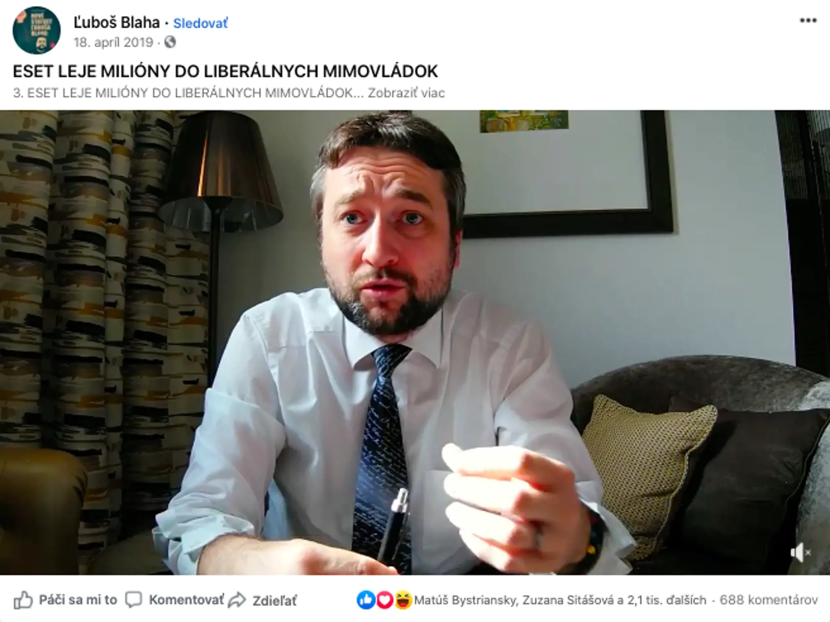 Facebook Ľuboša Blahu