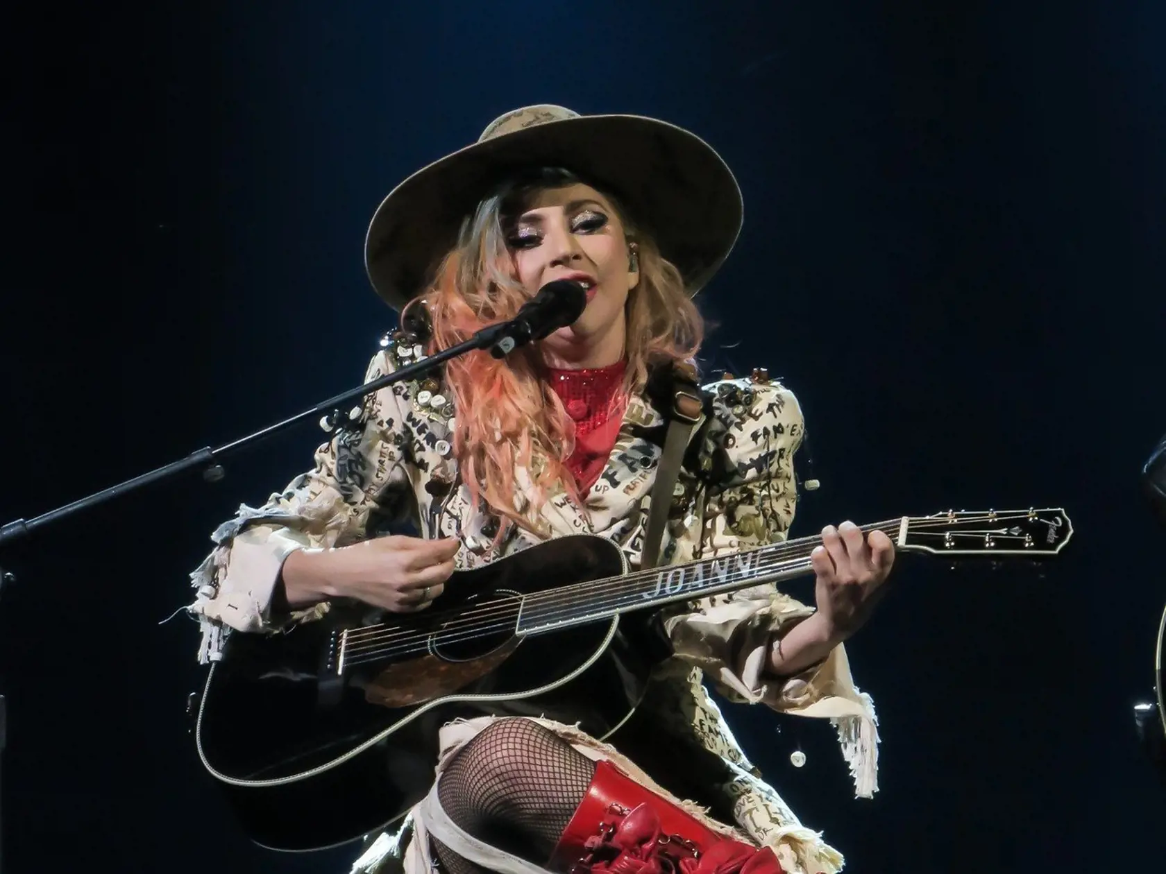 Lady Gaga plays the guitar as she brings the "Joanne" tour to The Forum in Los Angeles, CA Pictured: Lady Gaga, Image: 344551232, License: Rights-managed, Restrictions: -ALLCOUNTRY, Model Release: no, Credit line: Profimedia, Splash