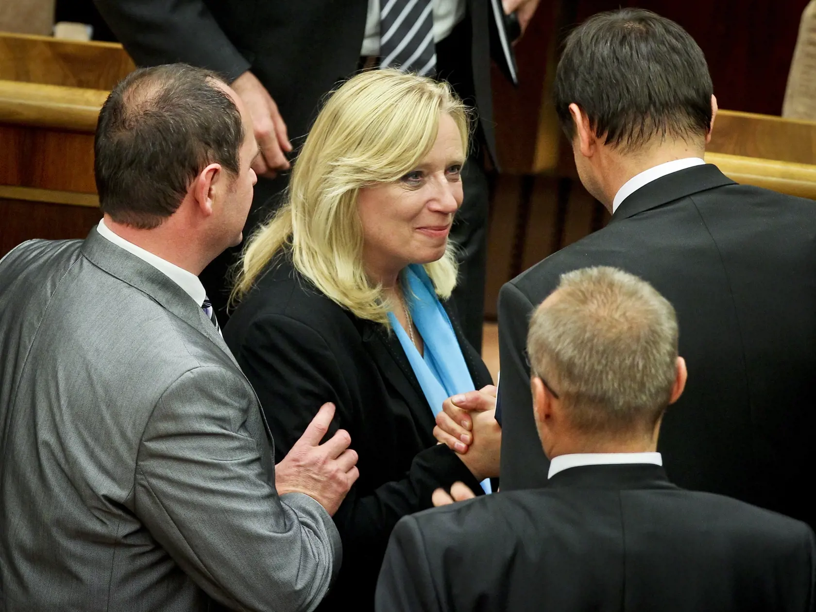 Na snimke expredsednicka vlady slovenskej republiky Iveta Radicova po skonceni hlasovania o vysloveni dovery vlade a dodatku k zmluve o Eurovale.