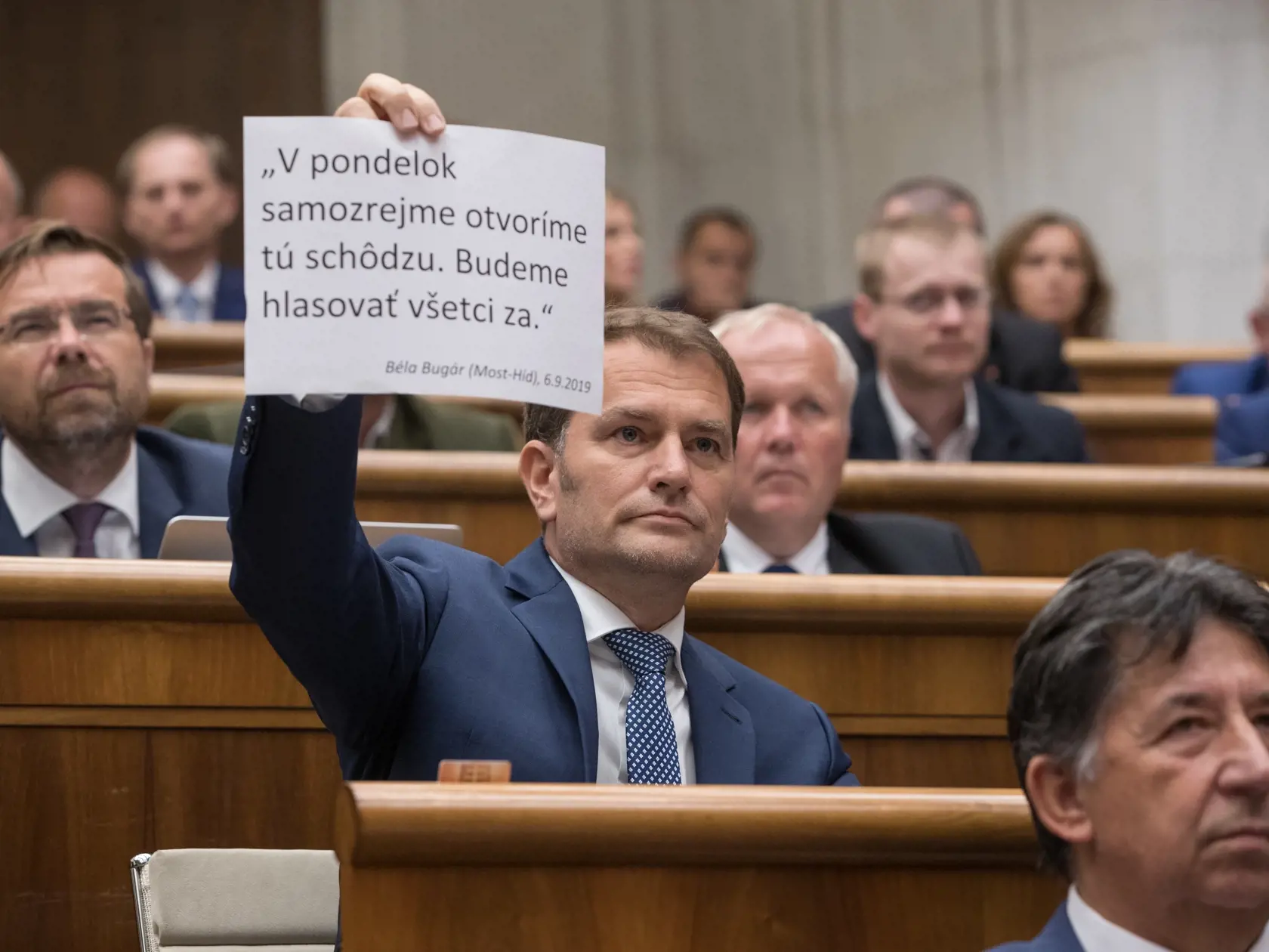 48. Schôdza NR SR, počas ktorej sa opozícia pokúšala o odvolanie Petra Pellegriniho z postu predsedu vlády. Na snímke je Igor Matovič.