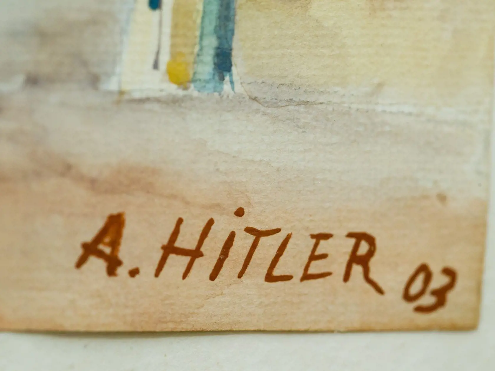 Podpis Adolfa Hitlera na maľbe.