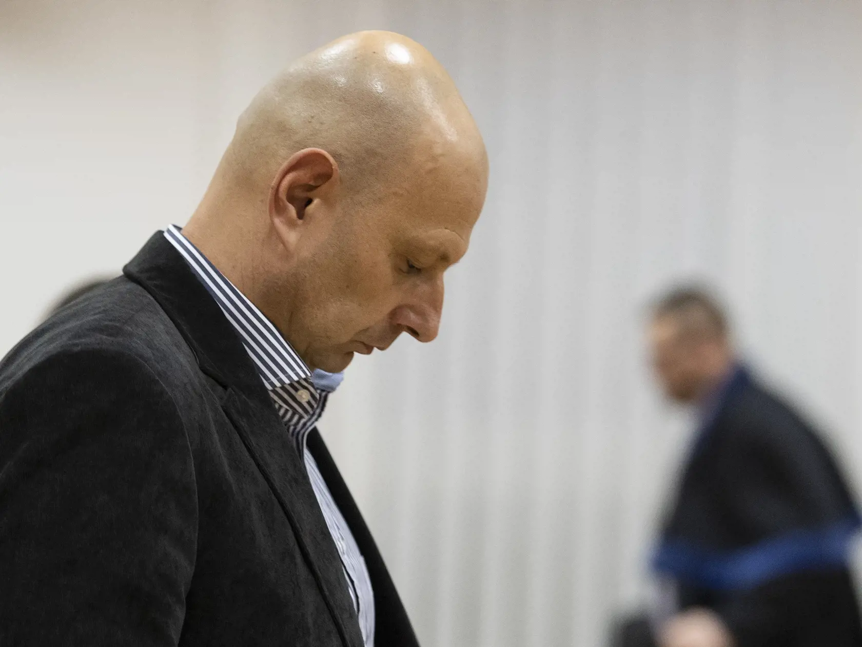 Hlavné pojednávanie v kauze vraždy novinára Jána Kuciaka a jeho snúbenice Martiny Kušnírovej na Špecializovanom trestnom súde 22. januára 2020 v Pezinku. Na snímke svedok Miroslav Kriak.