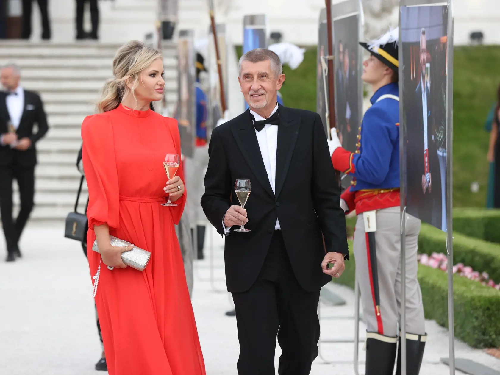 Slávnostná recepcia prezidenta SR Petra Pellegriniho na Bratislavskom hrade. Na snímke je Andrej Babiš s manželkou.