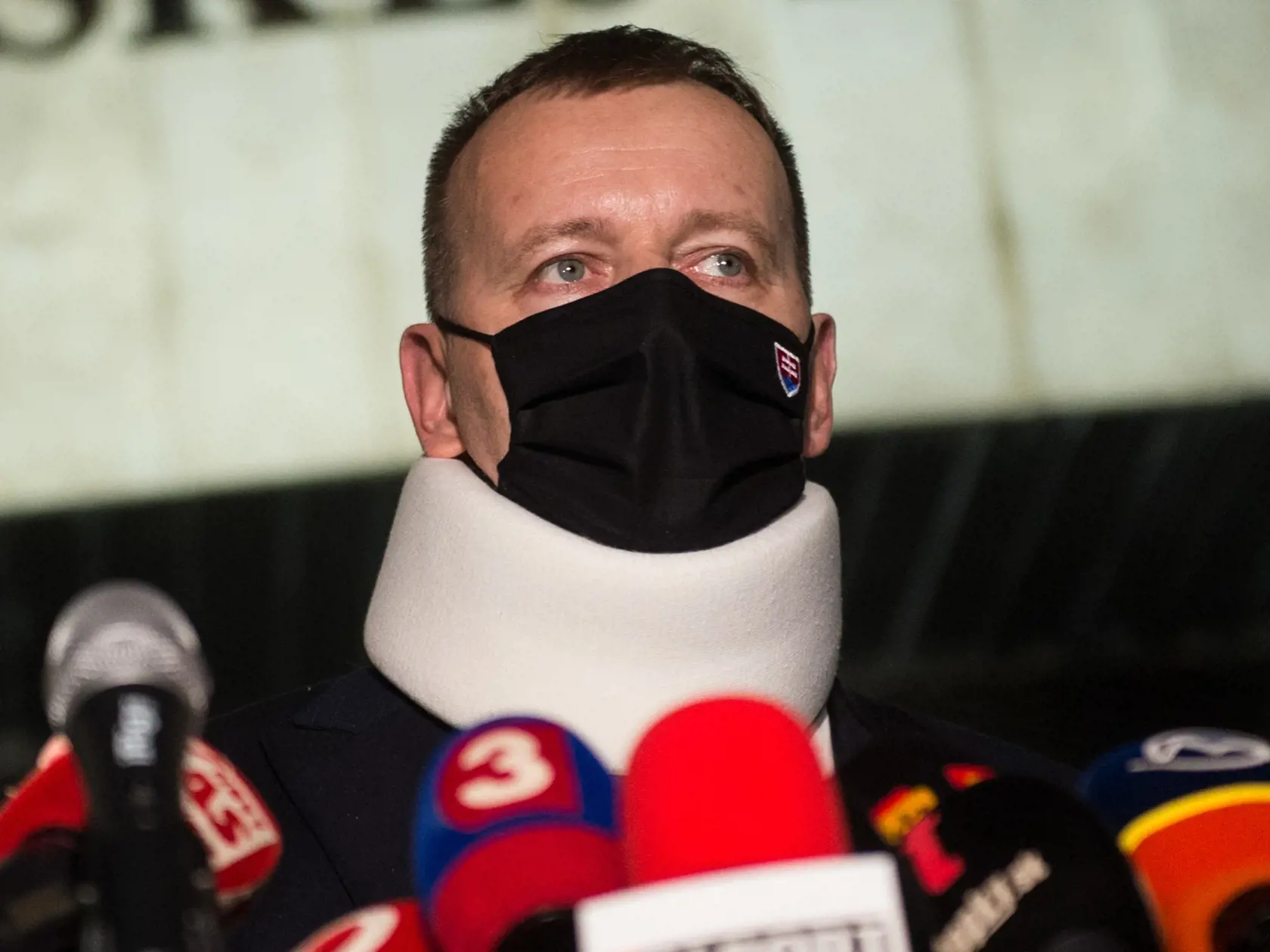 Na snímke je predseda NR SR a predseda koaličnej strany Sme Rodina Boris Kollár počas brífingu s novinármi po skončení rokovania koaličnej rady.