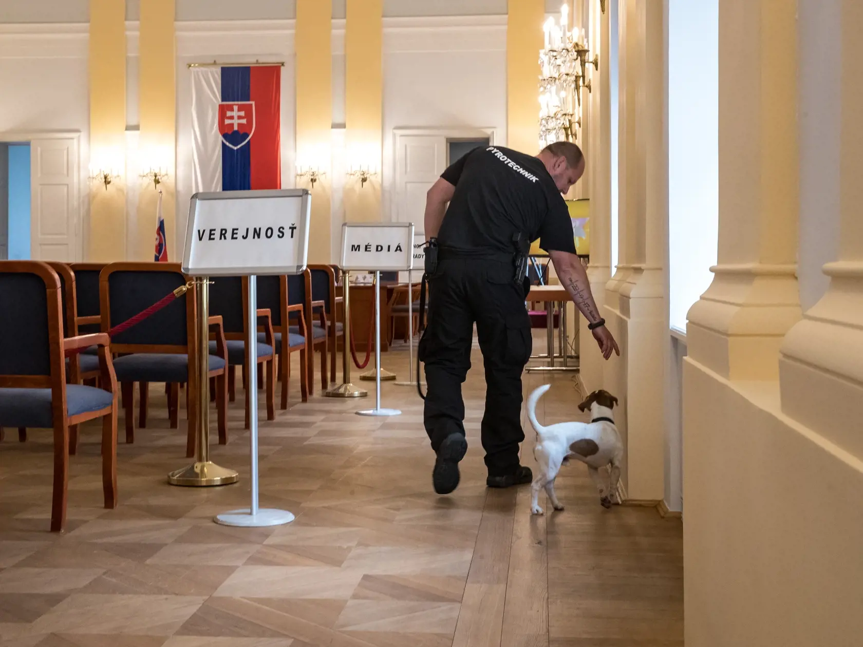 Pred každým vypočúvaním kandidátov na sudcov ústavného súdu v historickej budove NR SR musia byť v rámci príprav dodržané aj prísne bezpečnostné opatrenia. Pred štvrtkovým výsluchom priestory skontroloval aj pyrotechnik so svojím psíkom Majlom. Ten kontroloval miestnosť kvôli prítomnosti výbušnín.