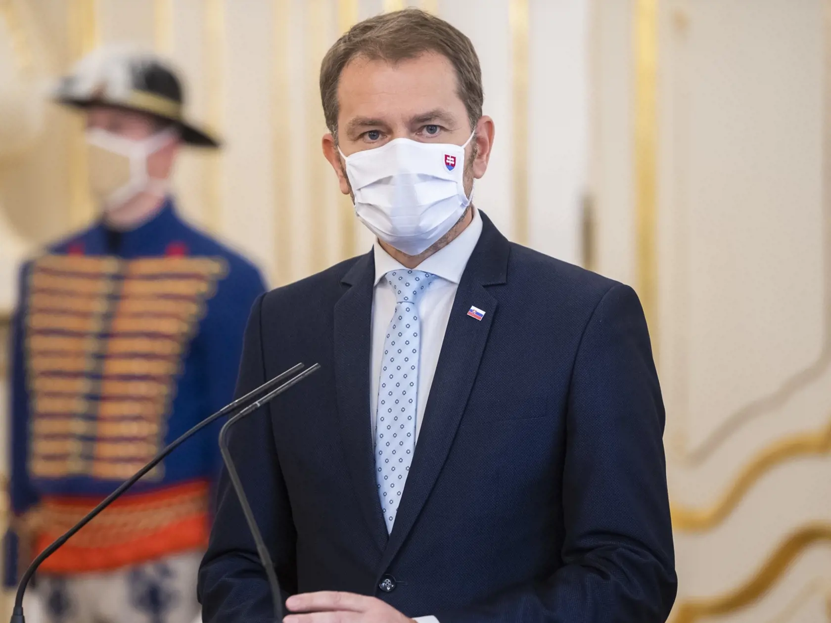 Na snímke predseda vlády SR Igor Matovič počas tlačovej konferencie k záverom utorkového stretnutia s prezidentkou SR Zuzanou Čaputovou, v stredu 4. novembra 2020 v Bratislave.