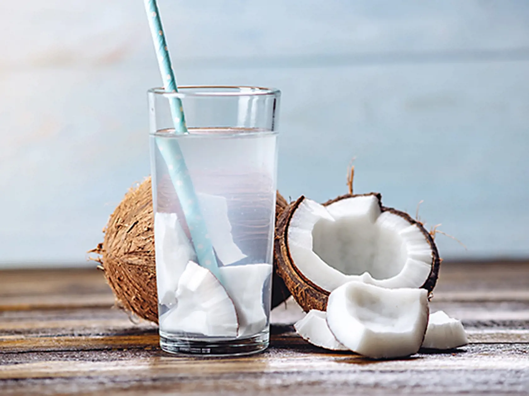 Coconut,Water,In,The,Composition,With,An,Open,Coconut,With