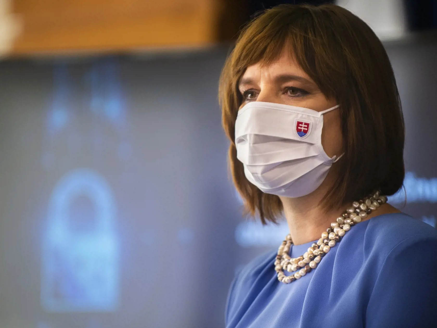 Na snímke podpredsedníčka vlády a ministerka investícií, regionálneho rozvoja a informatizácie SR Veronika Remišová počas tlačovej konferencie na tému: Posilňujeme kyberbezpečnosť verejnej správy. Nový systém Achilles, 25. októbra 2021 v Bratislave. FOTO TASR – Jakub Kotian