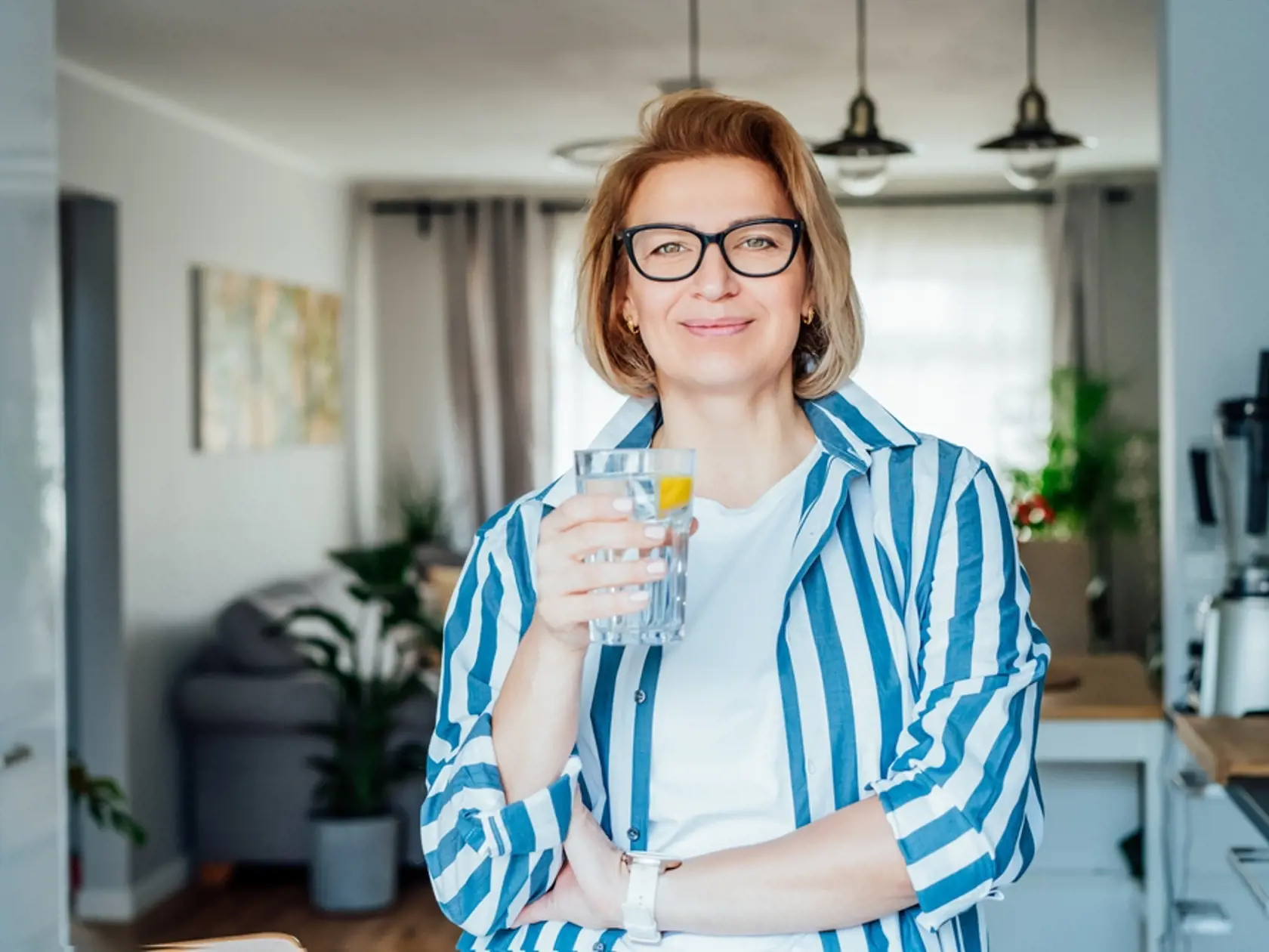 Healthy,Habit,To,Drink,Water.,Smiling,Middle,Age,Woman,With