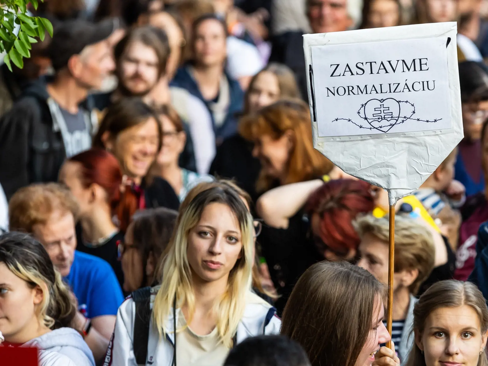 Ľudia si na protest priniesli transparenty od výmyslu sveta.