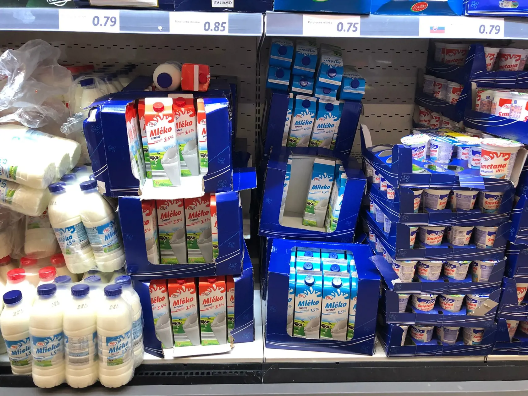 Ceny potravín v predajni Lidl na Slovensku.