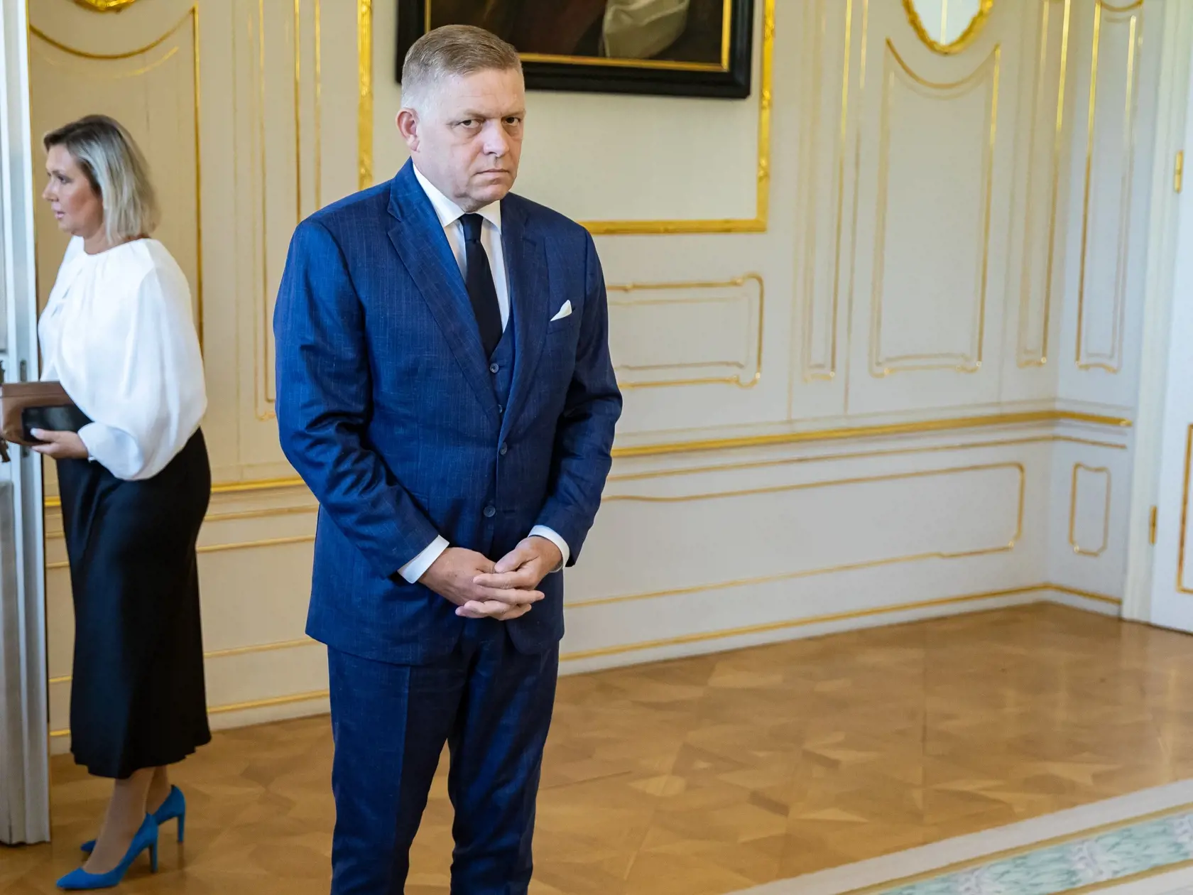 Prezident SR Peter Pellegrini prijal v Prezidentskom paláci predsedu vlády Roberta Fica. Na snímke je Robert Fico.