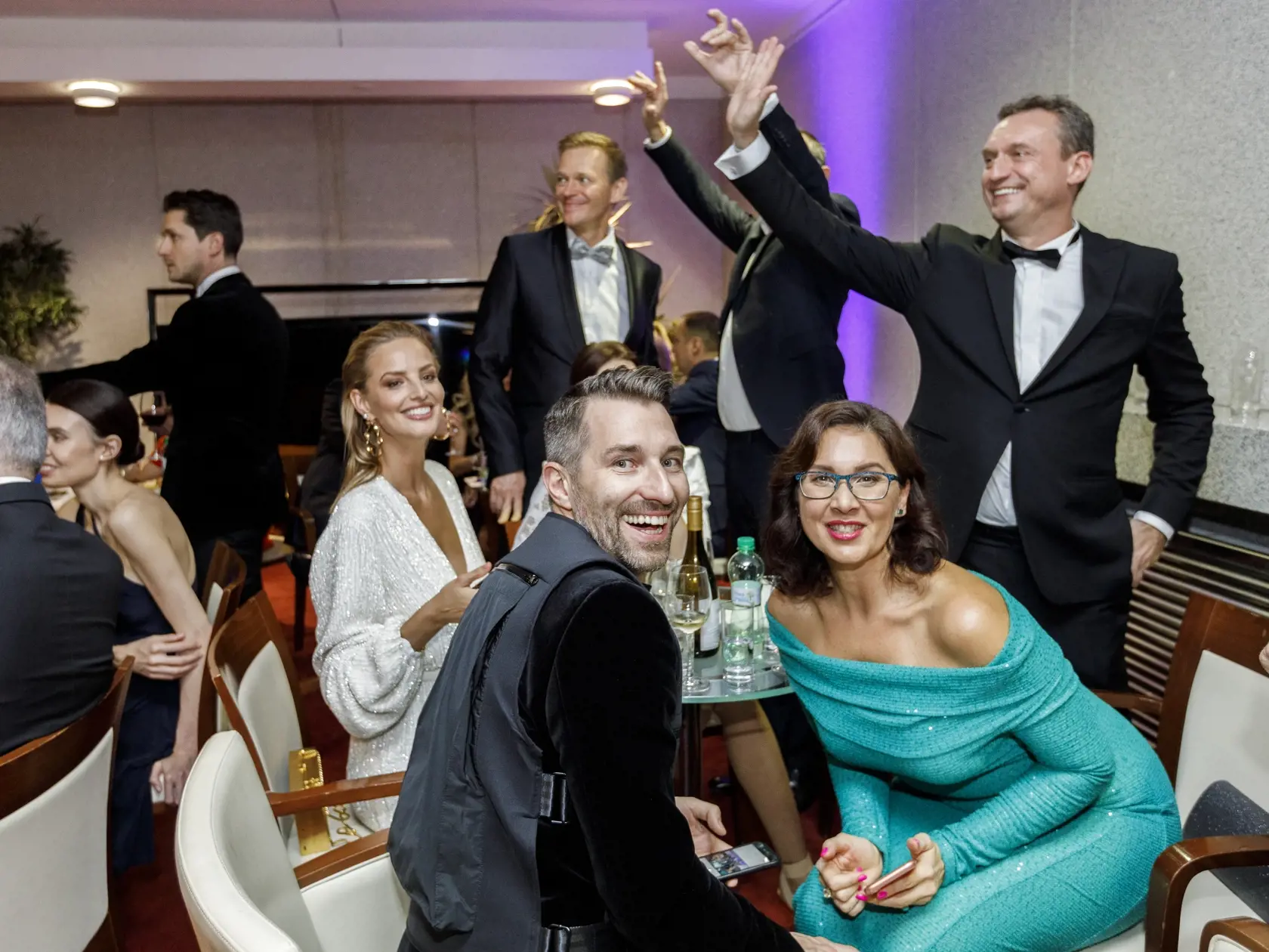 Na snímke počas párty po skončení priameho prenosu z galavečera OTO 2019. Na snímke Braňo Ciberej, Michaela Kocianová, Marcel Forgáč a Martin Nikodým.