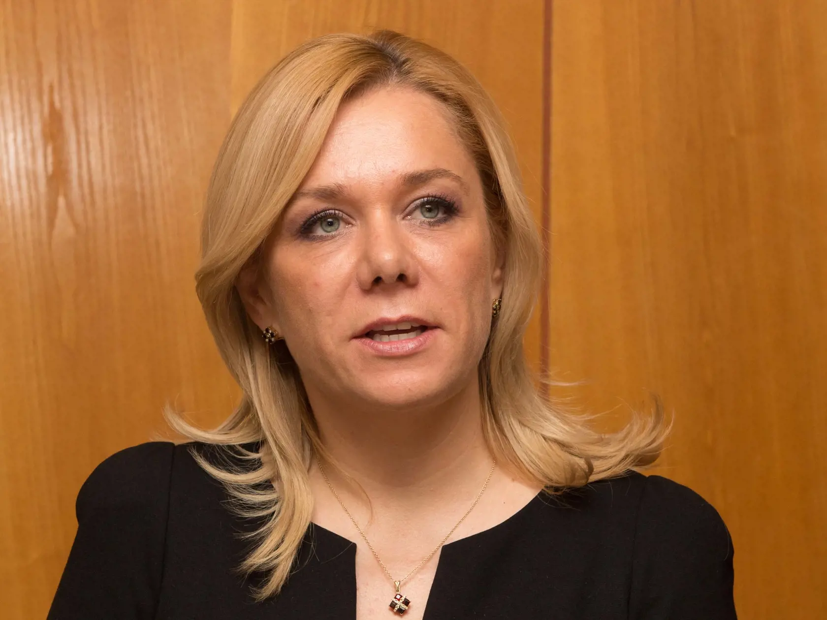 Na snímke štátna tajomníčka ministerstva vnútra SR Denisa Saková počas brífingu pre médiá o absolvovanom programe v Žiari nad Hronom 20. januára 2017. FOTO TASR - Branislav Račko