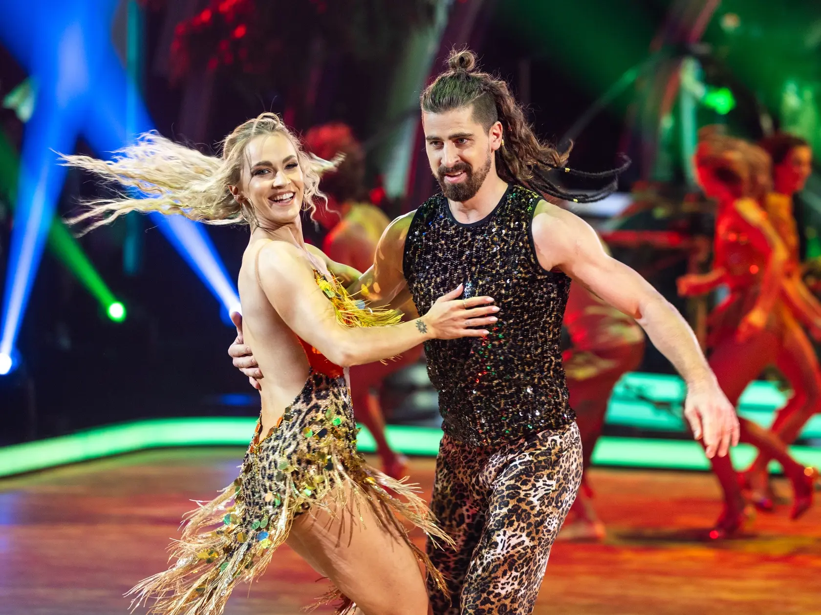 Na snímke Peter Sagan a Eliška Lenčešová počas piateho  kola Let's dance 2025.