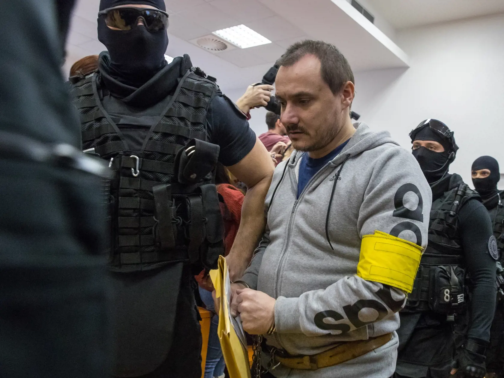 Prvé pojednávanie na Špecializovanom trestnom súde v Pezinku vo veci vraždy investigatívneho novinára Jána Kuciaka a jeho snúbenice Martiny Kušnírovej. Na snímke je Tomáš Szabó.