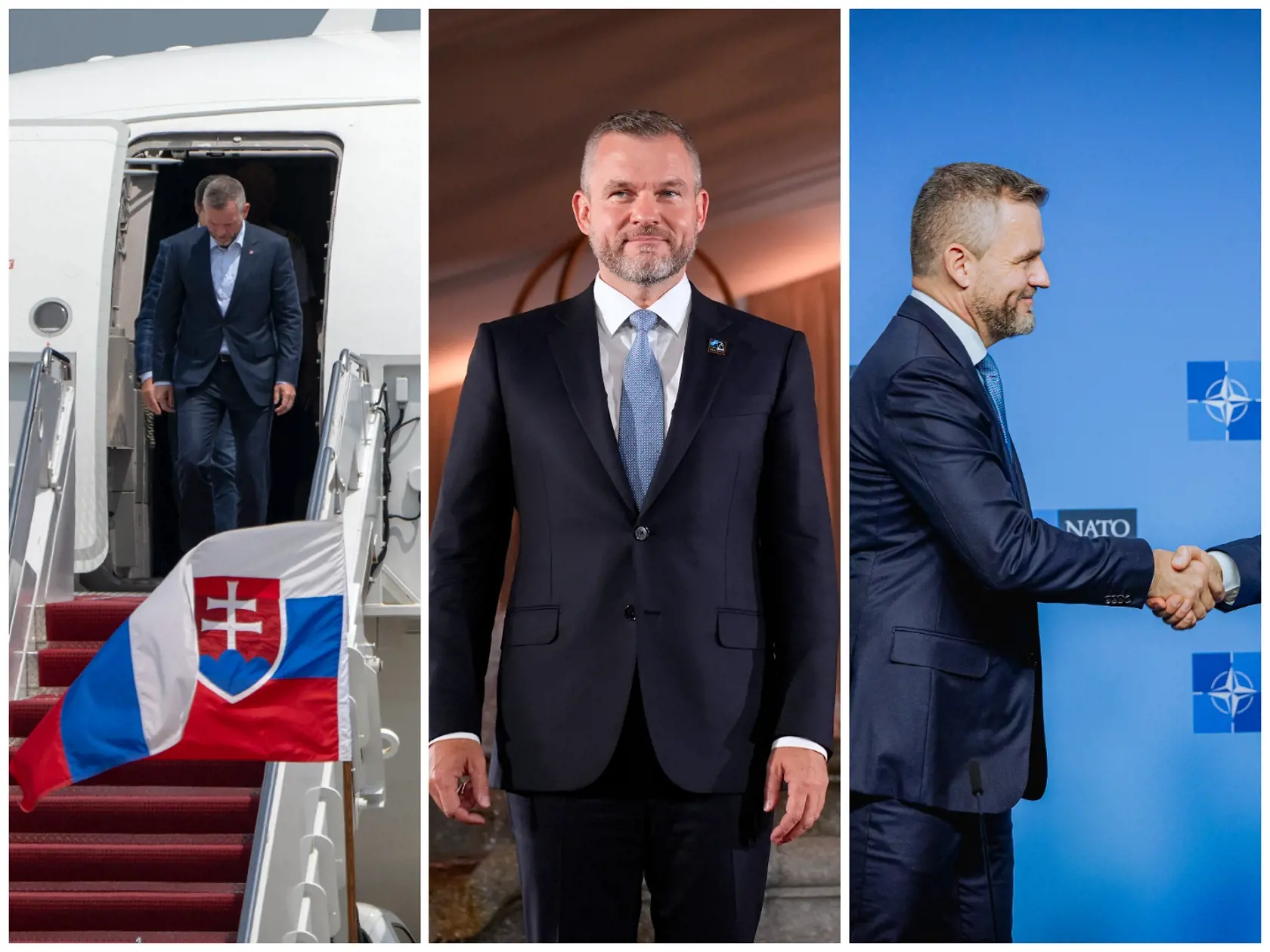 Koláž Petra Pellegriniho na služobnej ceste v Spojených štátoch.