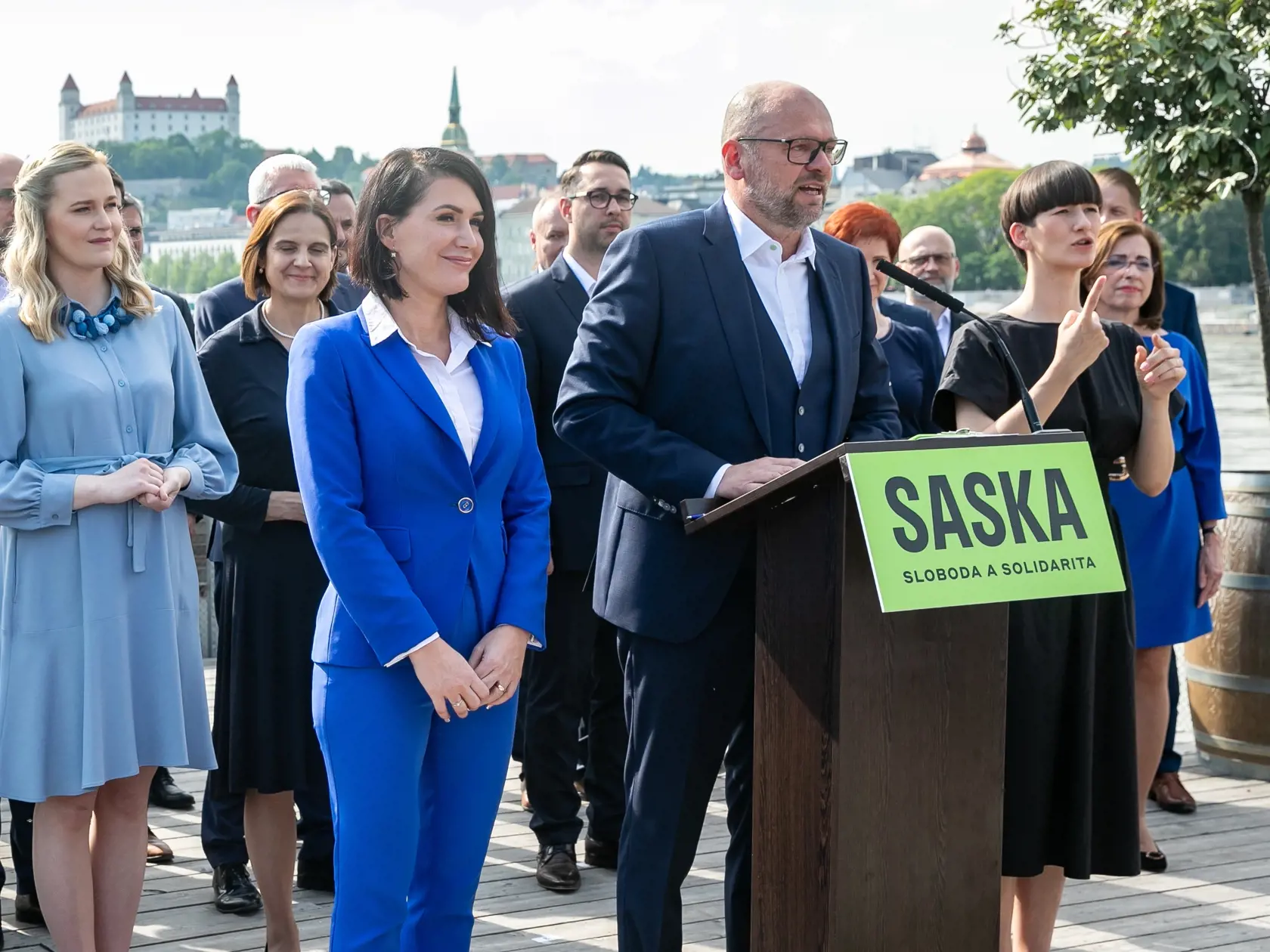 Predstavenie kandidatky strany Sloboda a Solidarita. Téma: Stretnutie našich TOP 30 kandidátov. Na snímke je Richard Sulík, Jana Cigániková.