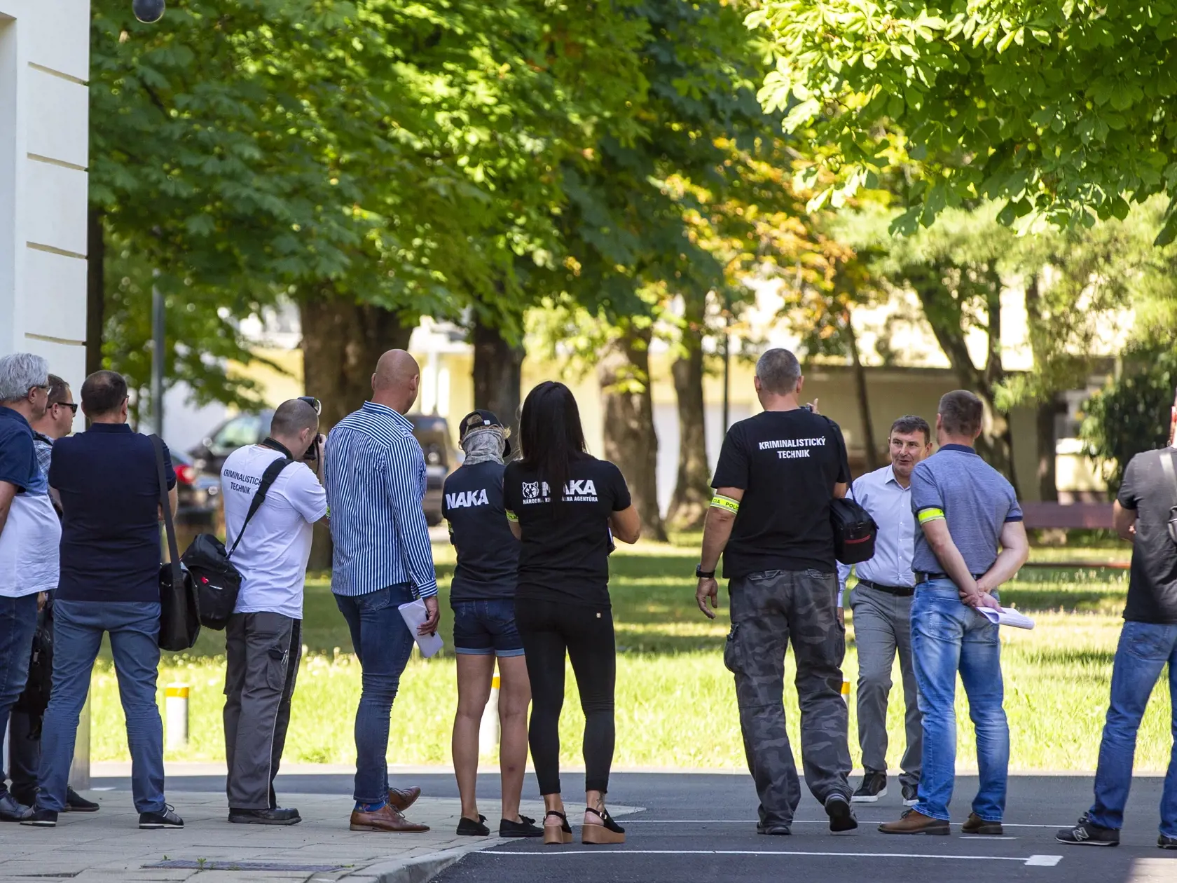 NAKA robila rekonštrukciu na Úrade vlády v prípade Súmrak, kde sú obvinení Robert Fico a Robert Kaliňák. Na miesto dorazil aj kajúcnik Ľudovít Makó a František Imrecze. Na snímke je František Imrecze. 
