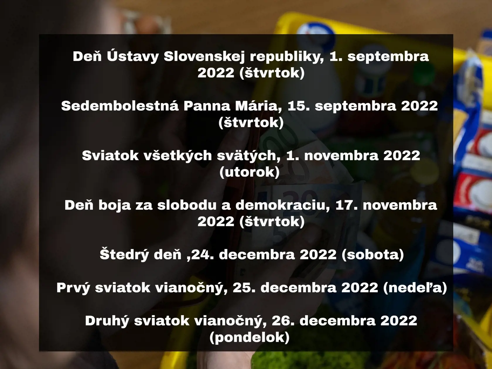 Štátne sviatky na Slovensku na rok 2022, kedy sú obchody zatvorené.