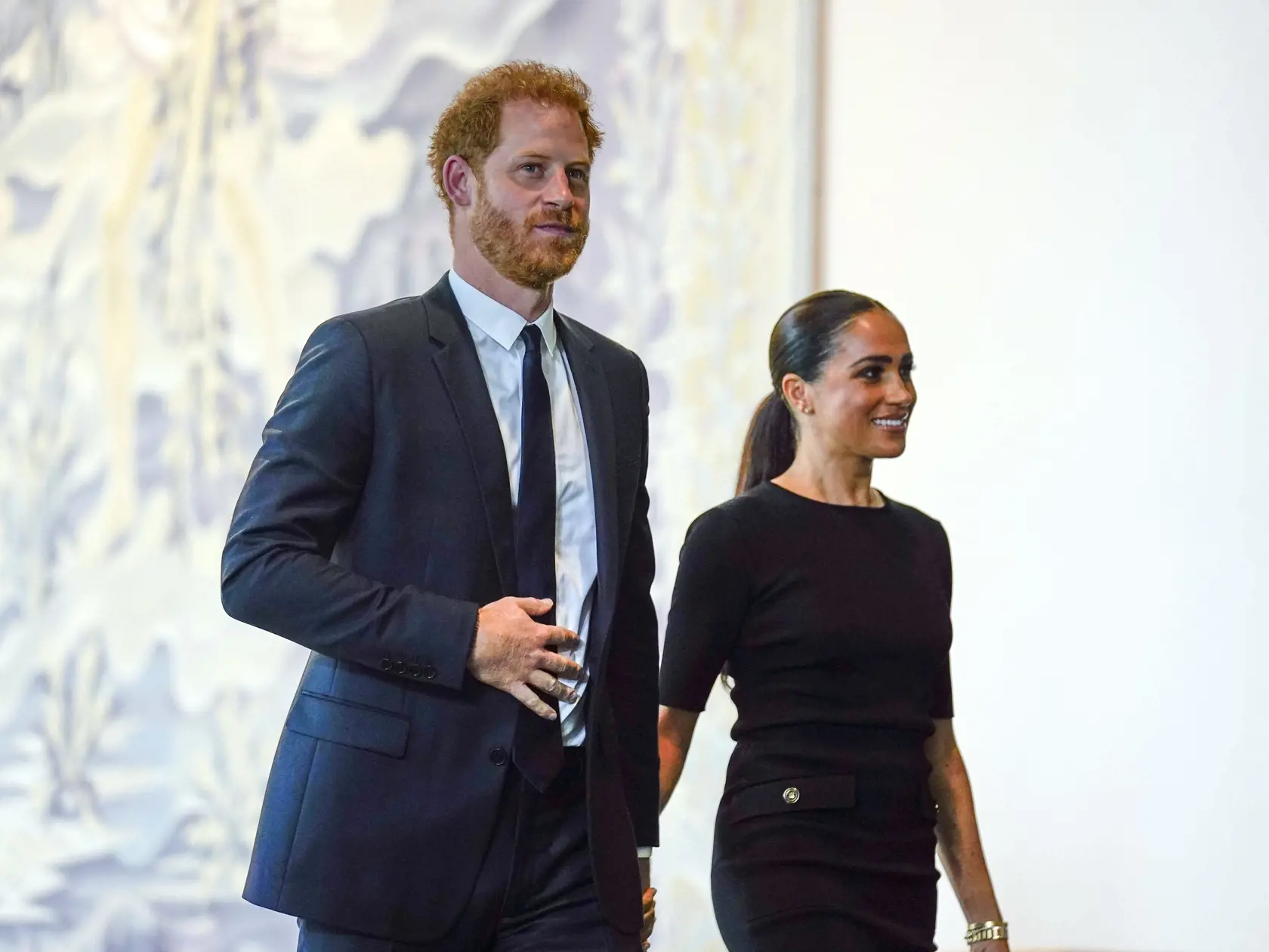 Princ Harry a Meghan Markle prichádzajú do sídla Organizácie Spojených národov v pondelok 18. júla 2022. Vojvoda a vojvodkyňa zo Sussexu boli v OSN, aby si pripomenuli Medzinárodný deň Nelsona Mandelu.