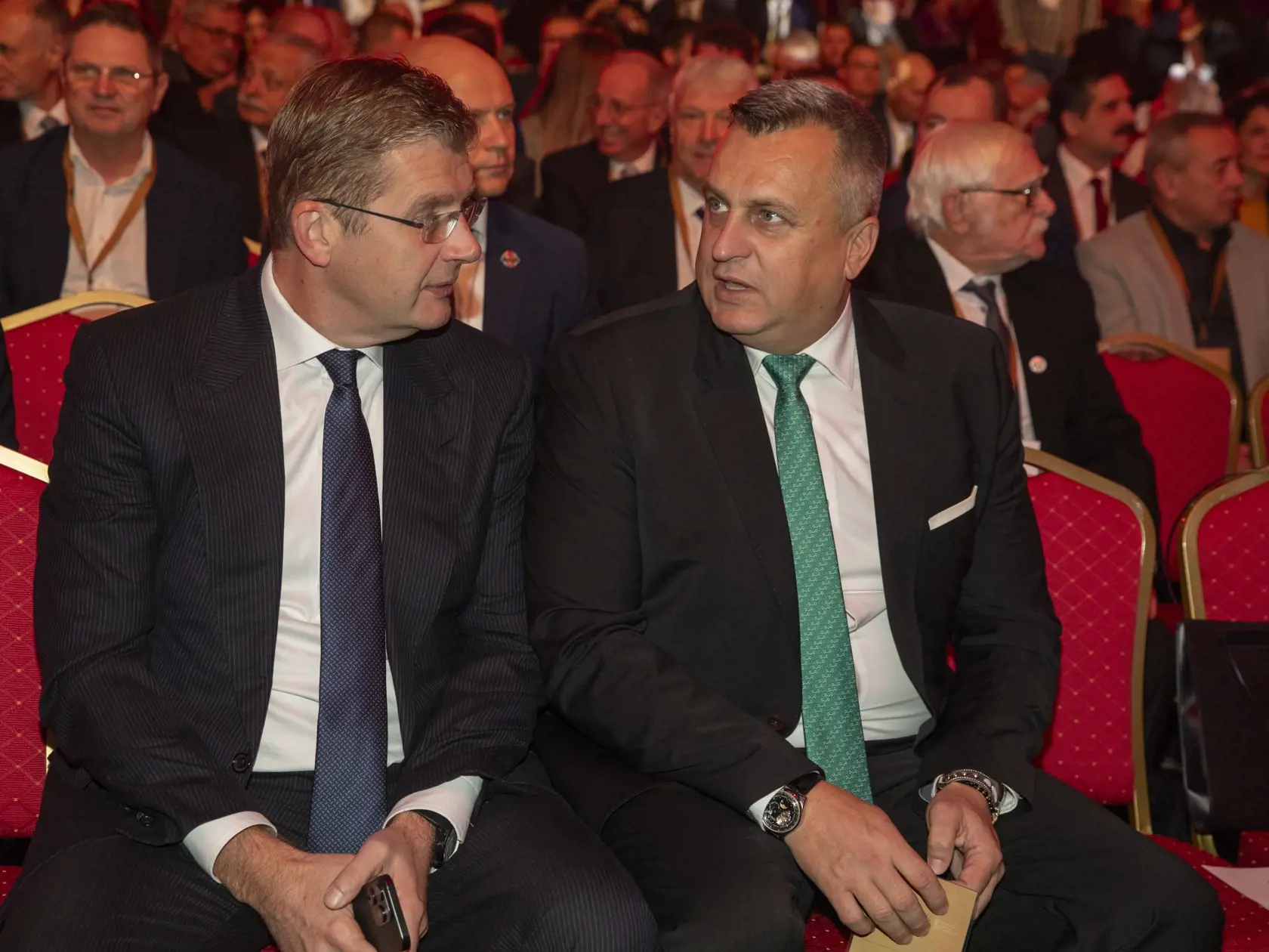 Na snímke je snem politickej strany SMER-SD v bratislavskej Inchebe.
Peter Žiga a  Andrej Danko