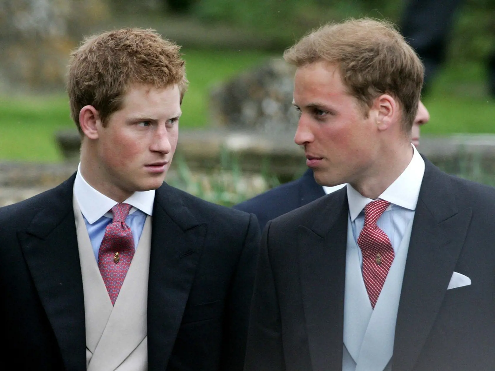 Prince Harry (L), and Prince William (R) leave Lacock Cyraiax Church after the wedding of Laura Parker-Bowles, daughter of Camilla Parker-Bowles, Duchess of Cornwall, and Harry Lopes, 06 May 2006. Lopes, 30, the grandson of the late Lord Astor of Hever, studied at Edinburgh University and Eton College. He is an accountant and former underwear model., Image: 18252337, License: Rights-managed, Restrictions: , Model Release: no, Credit line: Profimedia, AFP