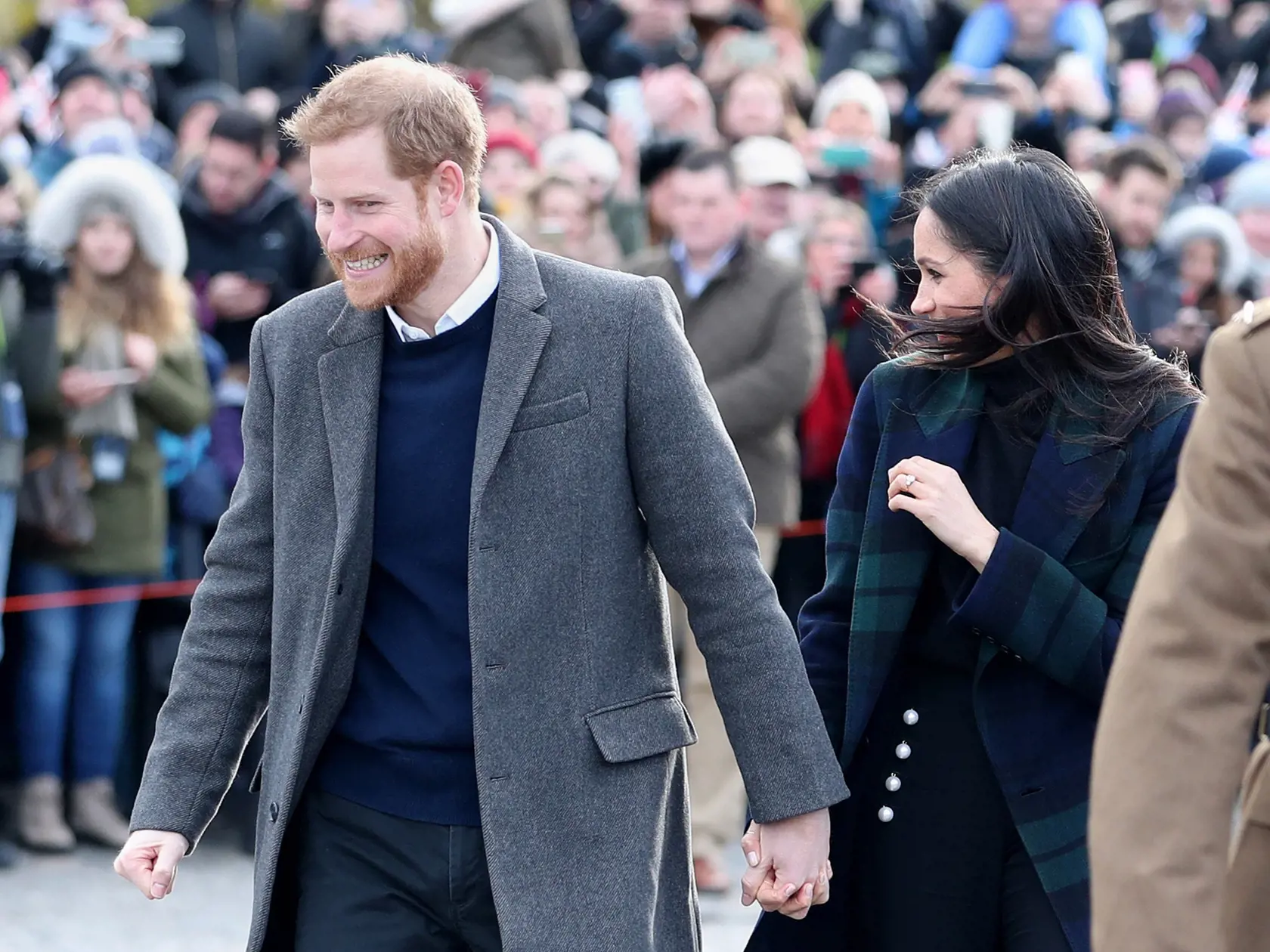 EDINBURGH, SCOTLAND - FEBRUARY 13:  Prince Harry and Meghan Markle during their visit to Edinburgh Castle on February 13, 2018 in Edinburgh, Scotland.  (Photo by Jane Barlow - WPA Pool/Getty Images)