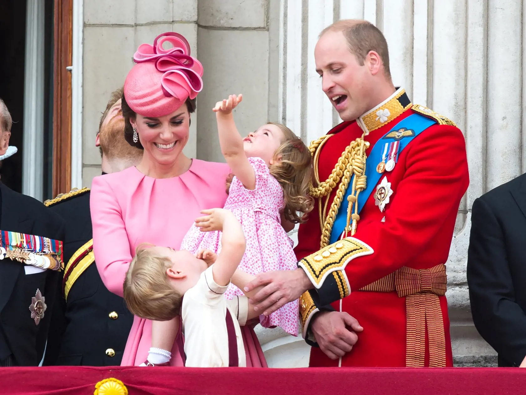 Photo Credit Must Read Zak Hussein<BR/> Members of the Royal family look out from the balcony of Buckingham Palace during the annual Trooping The Colour parade on June 17, 2017 in London, England., Image: 338172151, License: Rights-managed, Restrictions: -ALLCOUNTRY, Model Release: no, Credit line: Profimedia, Splash