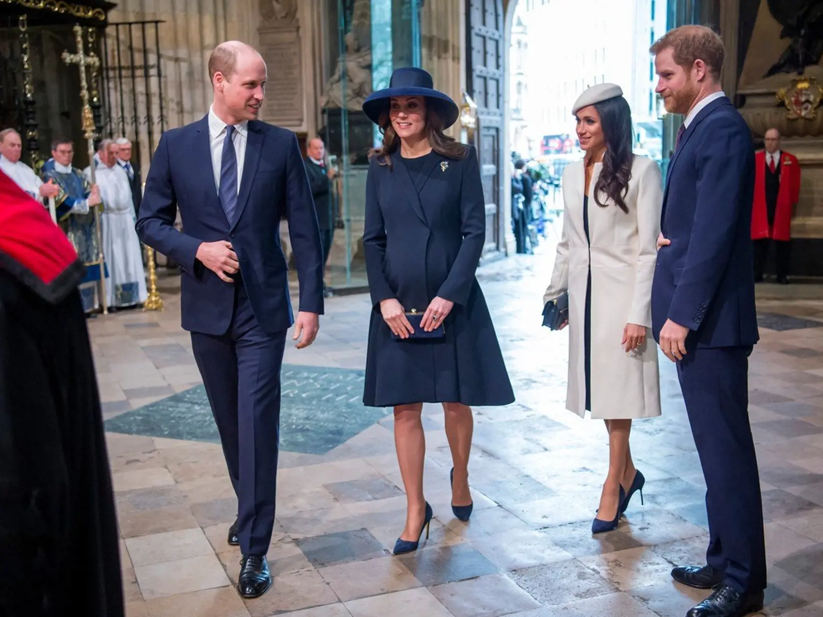 March 12, 2018 - London, United Kingdom: Duke and Duchess of Cambridge, Prince Harry and Meghan Markle at the Commonwealth Day Service at Westminster Abbey in London., Image: 365923591, License: Rights-managed, Restrictions: No publication in Australia, France, Italy, Spain, New Zealand and the United Kingdom, Model Release: no, Credit line: Profimedia, Polaris