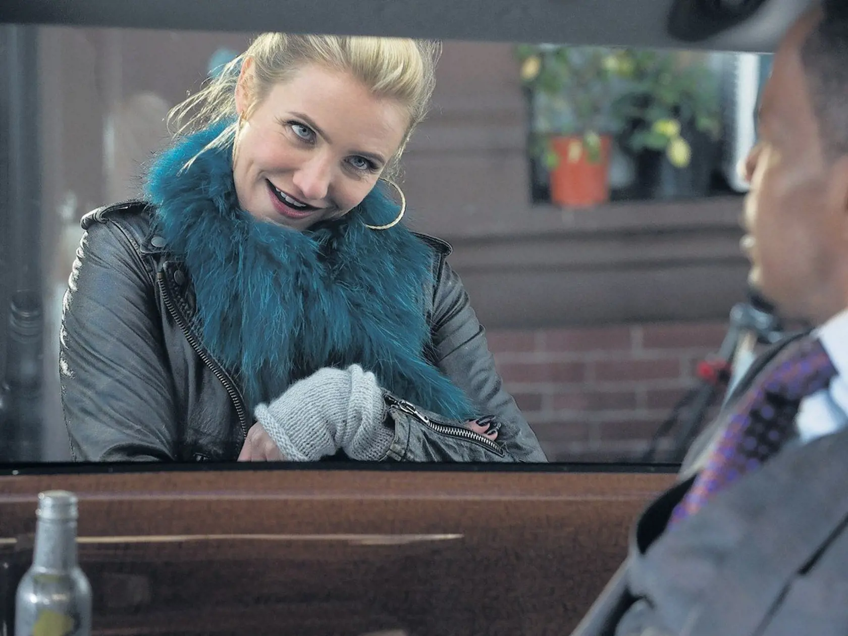 CAMERON DIAZ, Jamie Foxx in film ANNIE : movie directed by Will Gluck starring Jamie Foxx, QuvenzhanÃ© Wallis, Rose Byrne; Cameron Diaz; Musical; Family; ComÃ©die musicale; american; cinema; movie; film; Golden Globes nomination; 2015 NOTE: this is a PR photo. SUNSETBOX does not claim any Copyright or License in the attached material. Fees charged by SUNSETBOX are for SUNSETBOX's services only, and do not, nor are they intended to, convey to the user any ownership of Copyright or License in the 