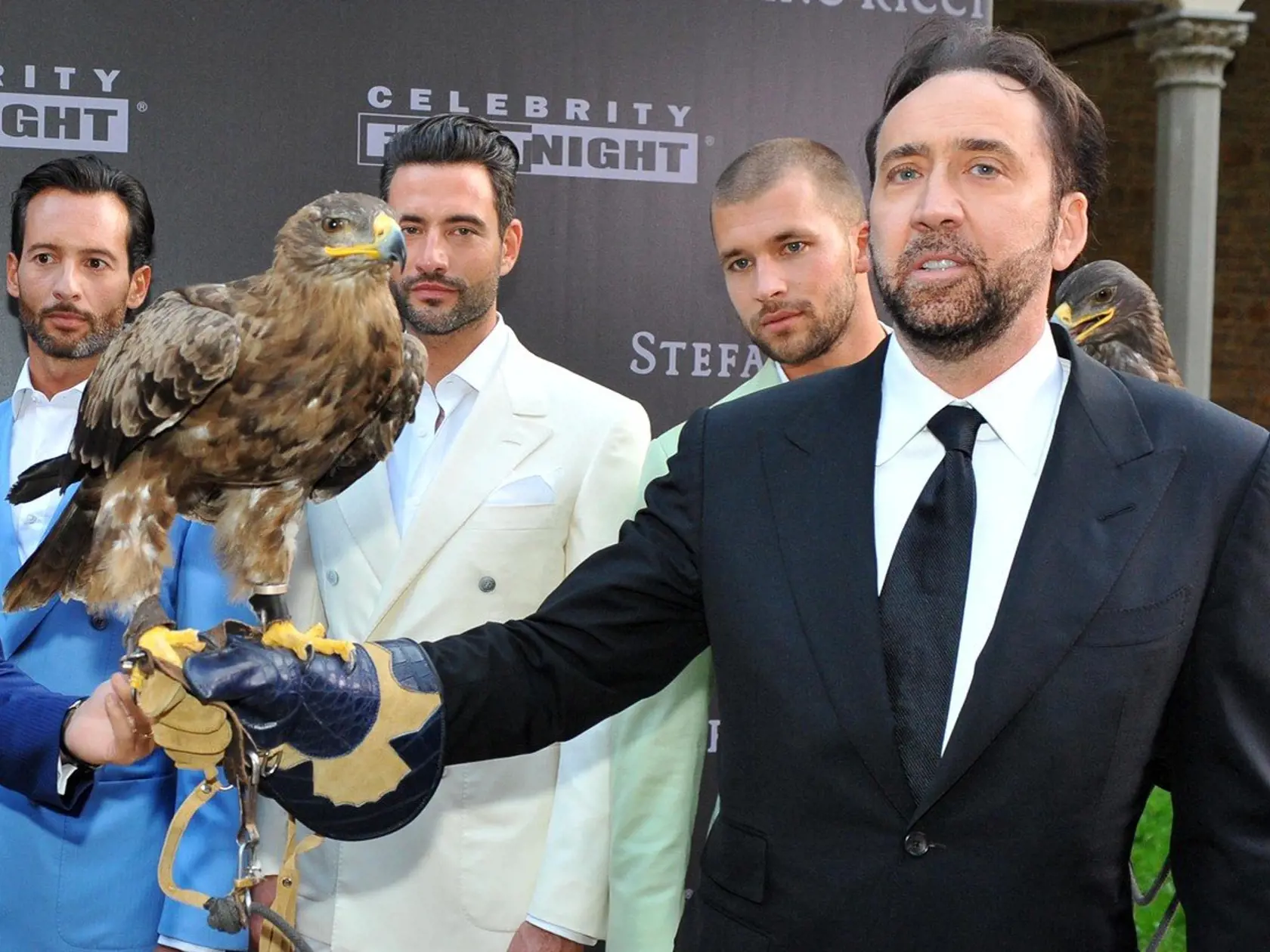 Florence Square Piazza Santa croce basilica Santa Croce Dinner for Celebrity Fight Night with guests for the charity dinner Nicolas Cage, Lonnie Ali, Andrea Bocelli and wife Veronica, Reba McEntire, Evander Holyfield. Pictured: Nicolas Cage, Image: 299337375, License: Rights-managed, Restrictions: -ALLCOUNTRY, Model Release: no, Credit line: Profimedia, Splash