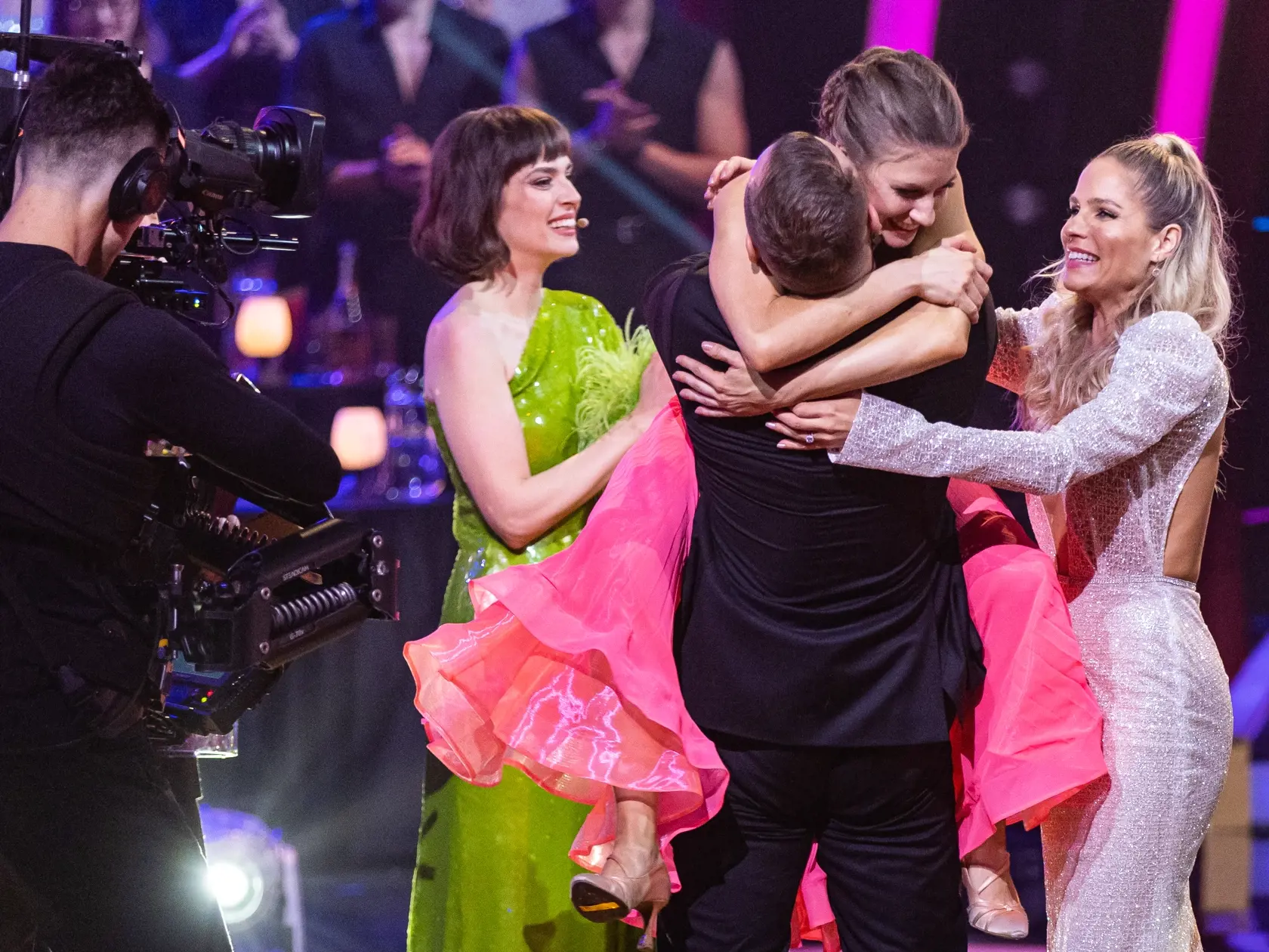 Finále tanečnej súťaže "Let's Dance 2023" v Bratislave. Na snímke ana Kovalčíková, Lucia Hlaváčková, Ivana Gáborík a Vilém Šír.