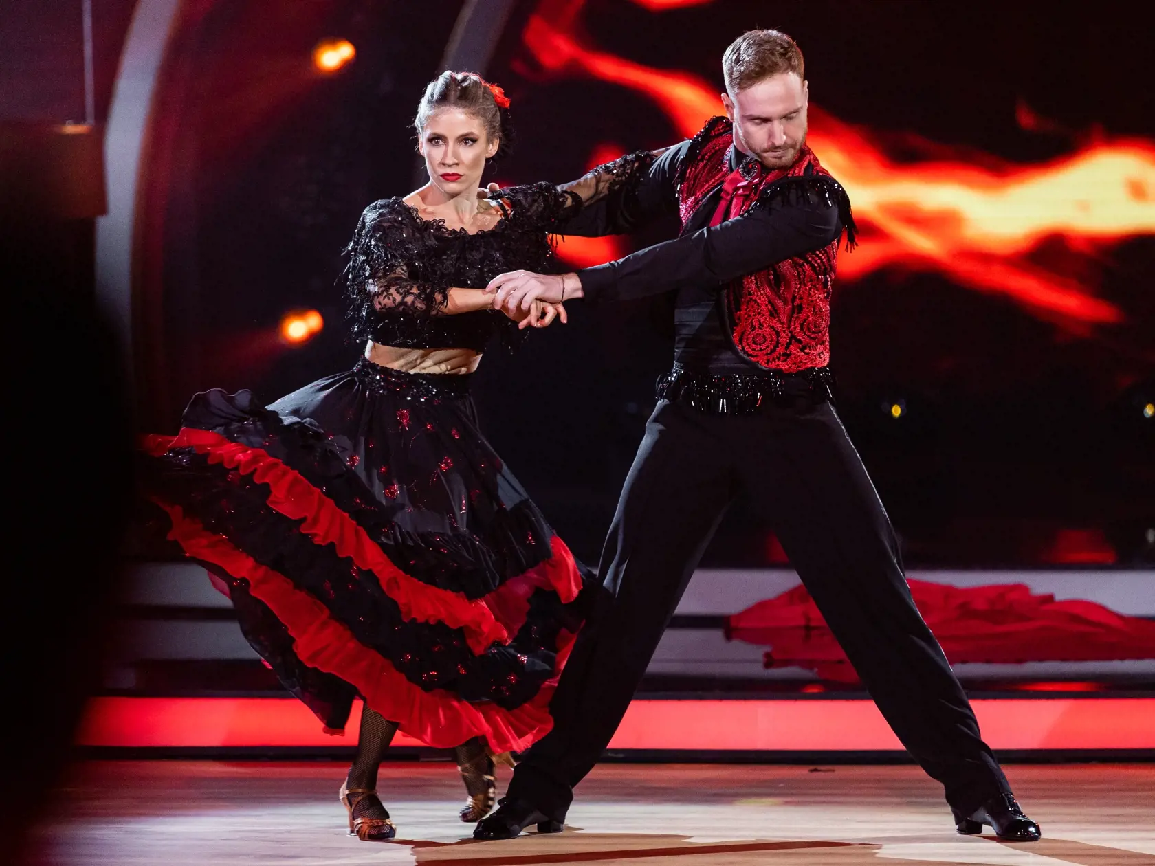 Finále tanečnej súťaže "Let's Dance 2023" v Bratislave. Na snímke Jana Kovalčíková a Vilém Šír.
