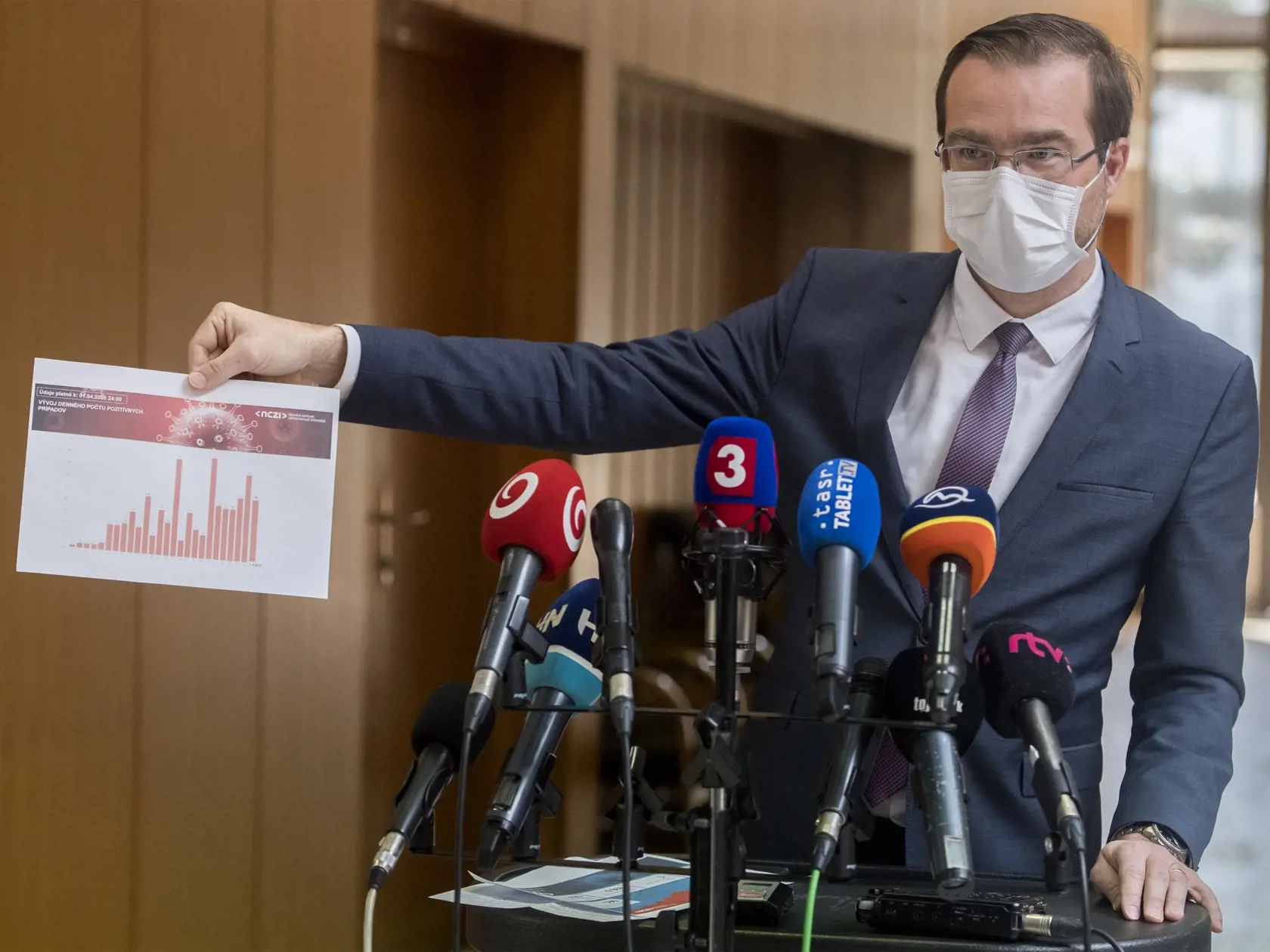 Na Slovensku pribudlo 26 nových prípadov nákazy novým koronavírusom počas stredy 1. apríla 2020. Celkovo ich na Slovensku je 426. Oznámil to minister zdravotníctva SR Marek Krajčí (na snímke) po rokovaní 7. schôdze vlády SR 2. apríla 2020 v Bratislave. FOTO TASR - Martin Baumann




