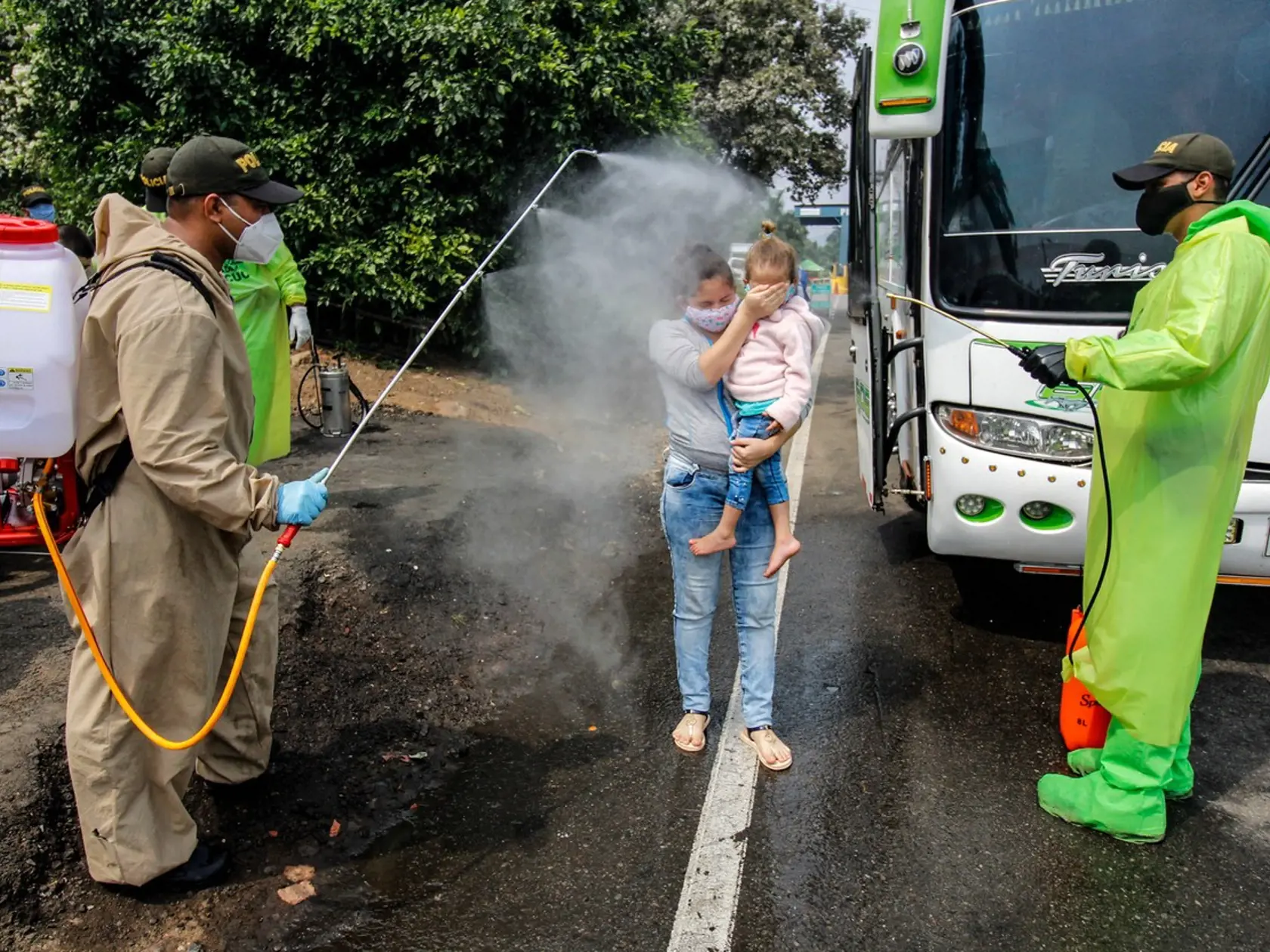 Dezinfekcia ľudí vo Venezuele.