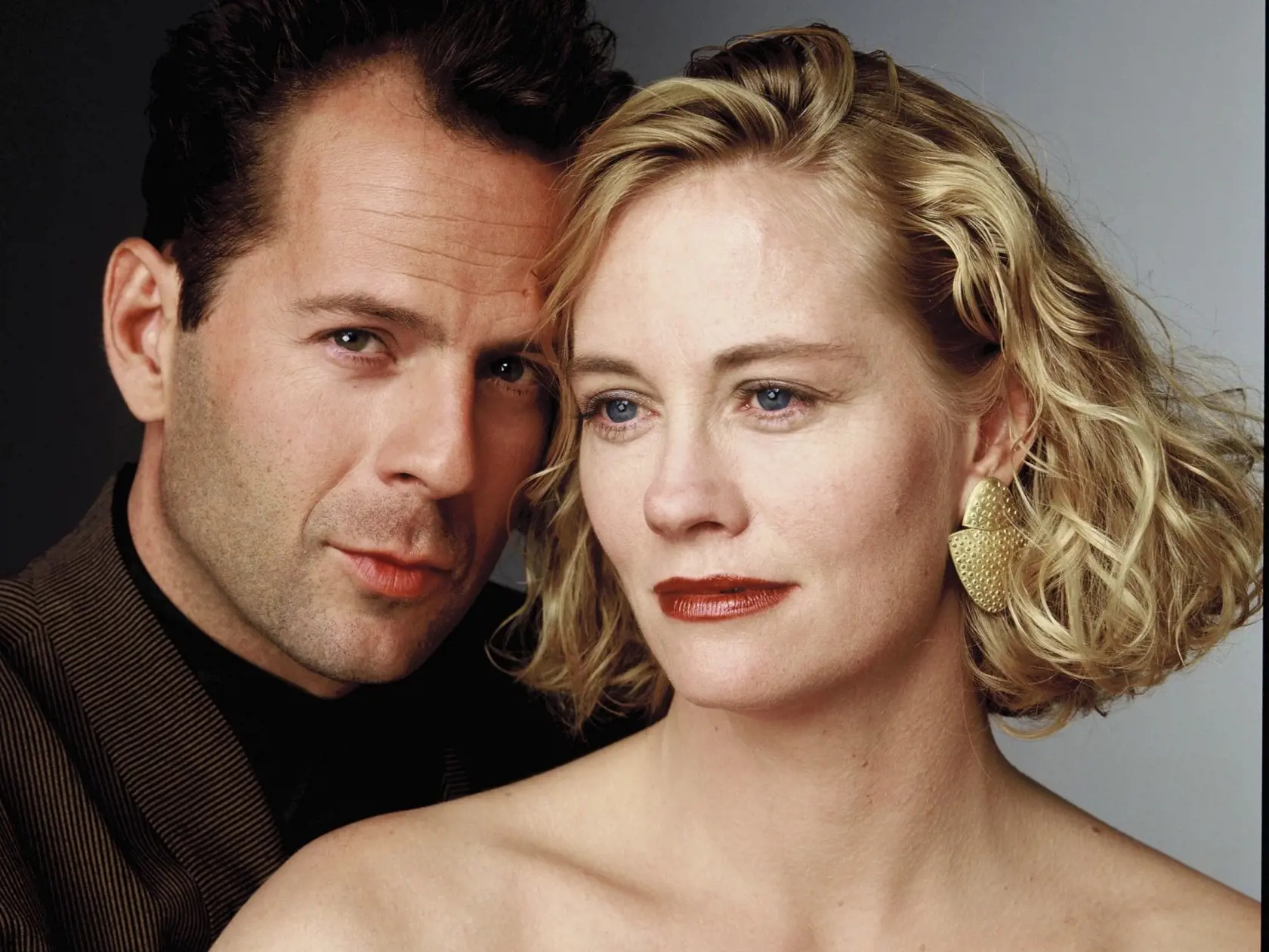 Cybill Shepherd a Bruce Willis v seriáli Mesačný svit.