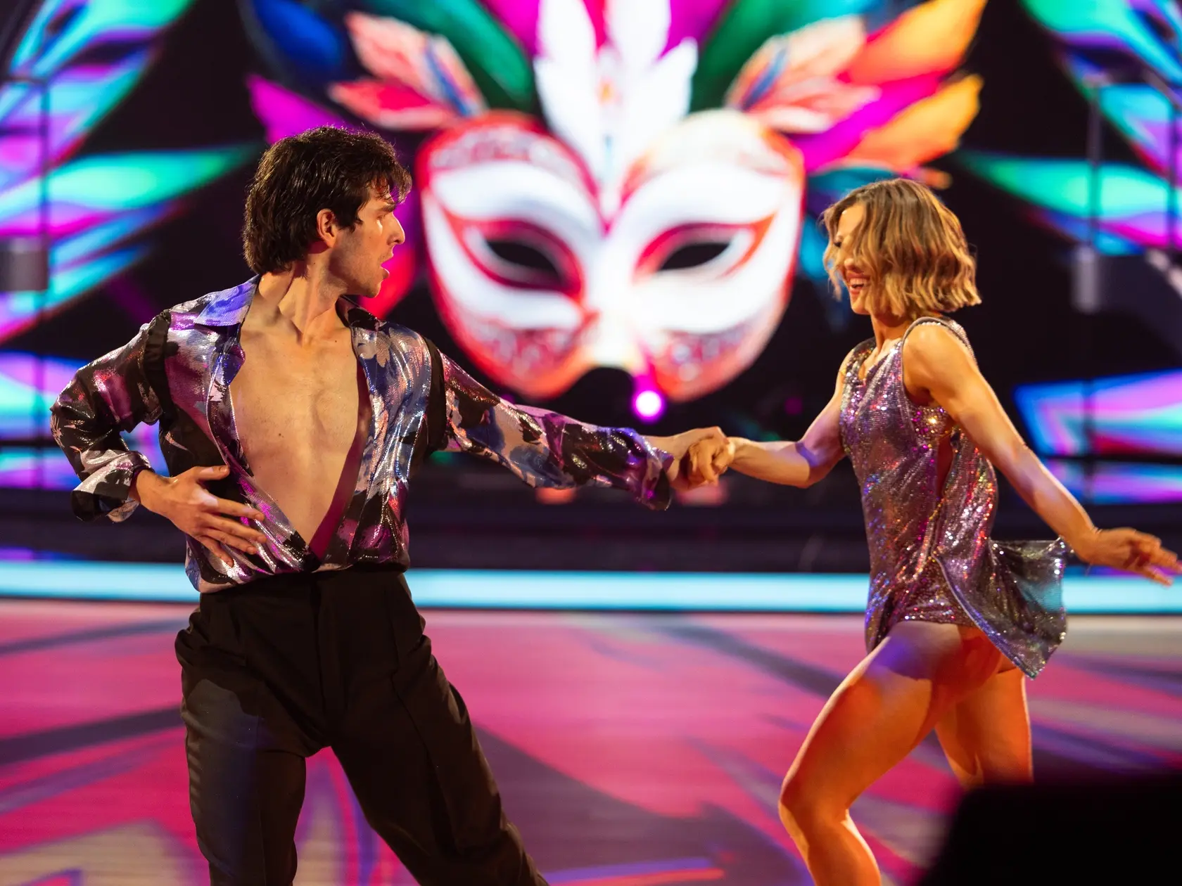 Na snímke Kristián Baran a Dominika Rošková počas šiesteho kola Let's dance 2025.