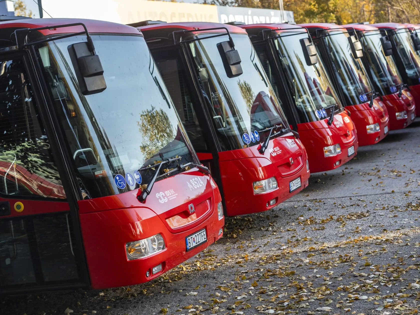 Na snímke autobusy spoločnosti Arriva odstavené na parkovisku, ktoré od 15. novembra nahradia autobusového dopravcu Slovak Lines v Bratislavskom samosprávnom kraji v Bratislave 9. novembra 2021. FOTO TASR - Jaroslav Novák