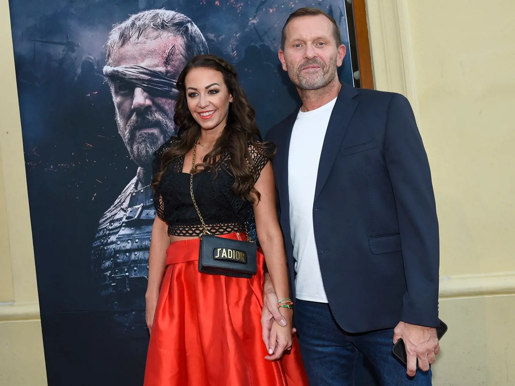 Agáta Hanychová s partnerom Jaromírom Soukupom na českej premiére filmu Jan Žižka.