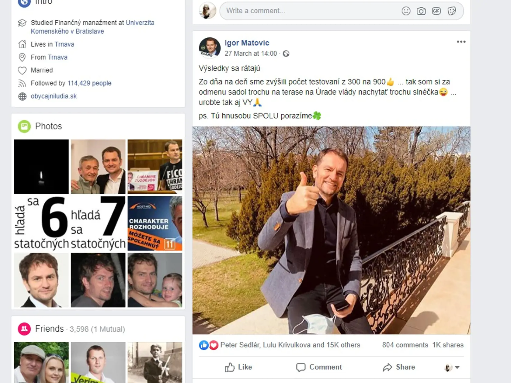 Svieti slniečko, Aj to je pre Matoviča skvelou príležitosťou na zverejnenie statusu.