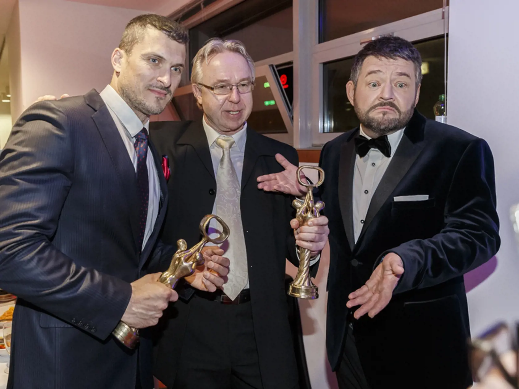 Na snímke počas párty po skončení priameho prenosu z galavečera OTO 2019. Na snímke Ján Koleník a Michal Hudák.