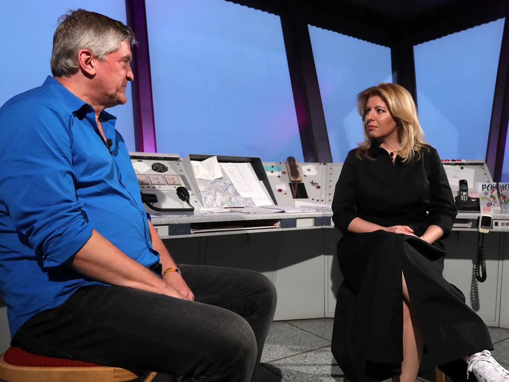 Prezidentka Zuzana Čaputová na Pohode, kde diskutovala so Štefanom Hríbom. Tento rok to bolo ale bez divákov...