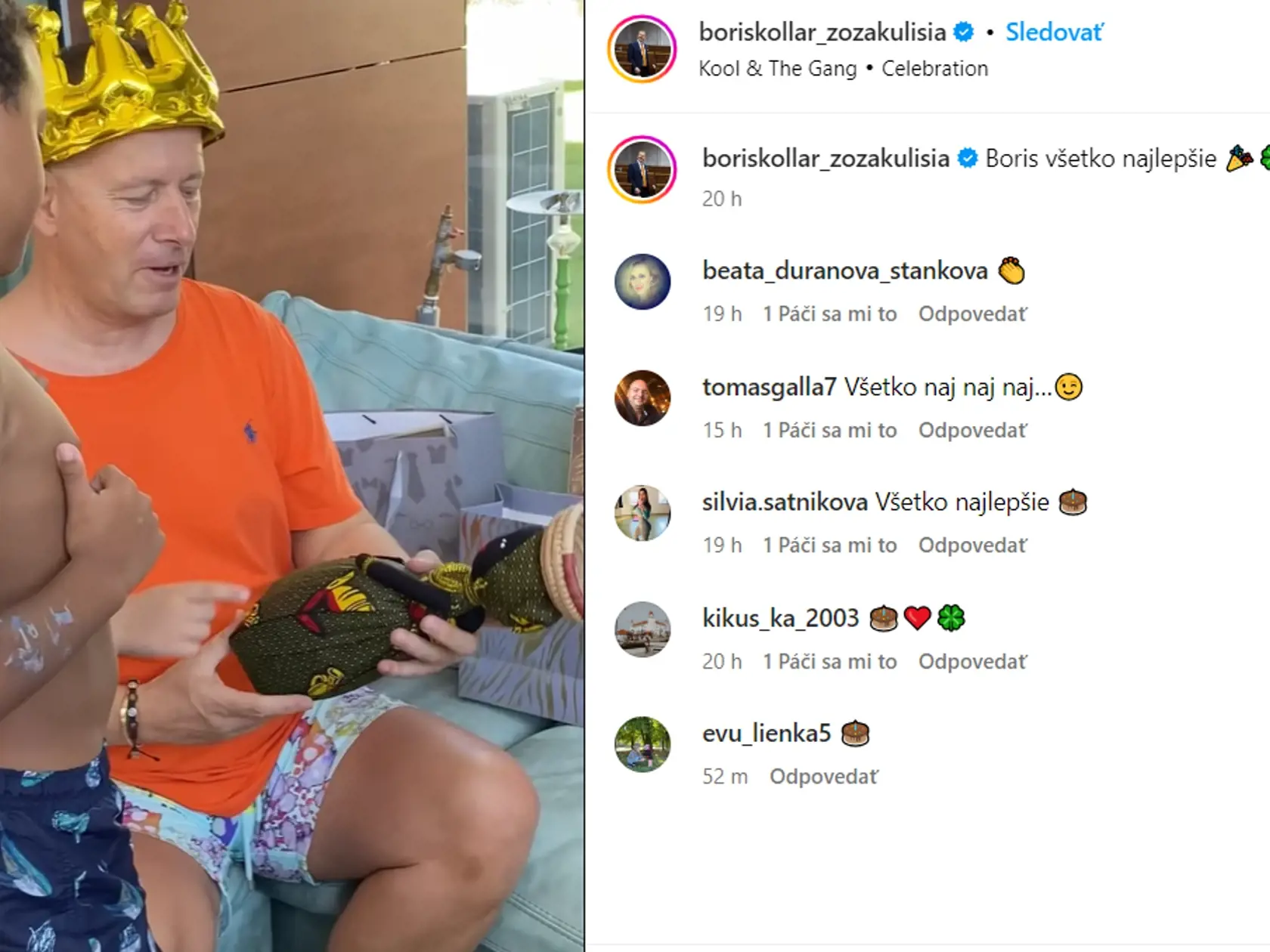 Syn Christian Alexander dal Borisovi Kollárovi k 58. narodeninám nečakaný darček.