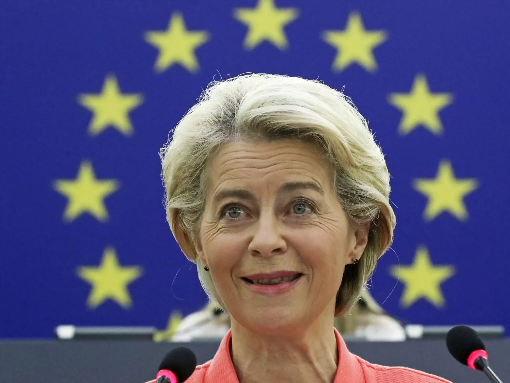 Predsedníčka Európskej komisie Ursula von der Leyenová počas prejavu.