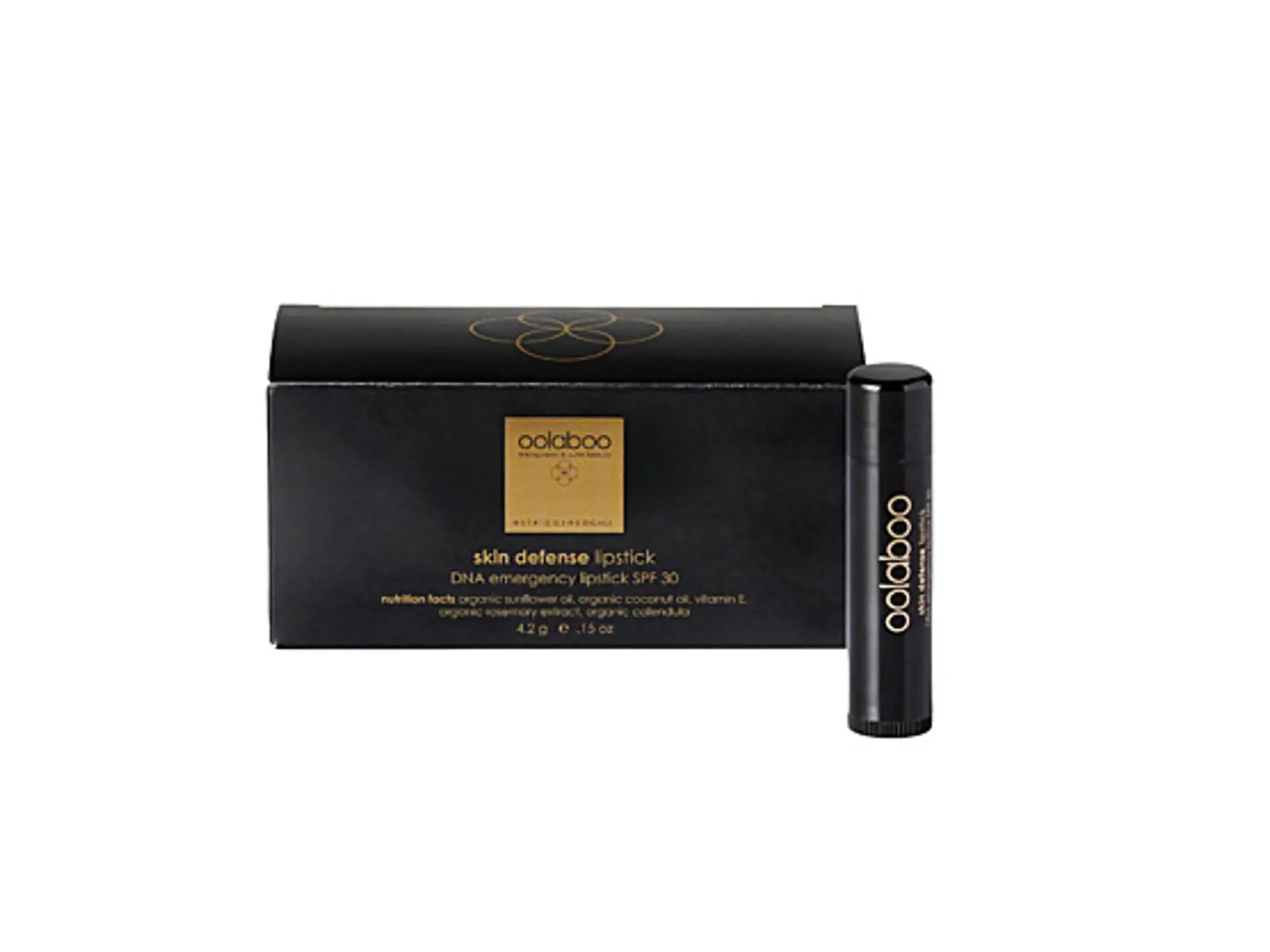 Ochranný a výživný balzam na pery Skin Defense Lipstick SPF 30 je založený na blahodarných účinkoch organického včelieho vosku, oolaboo